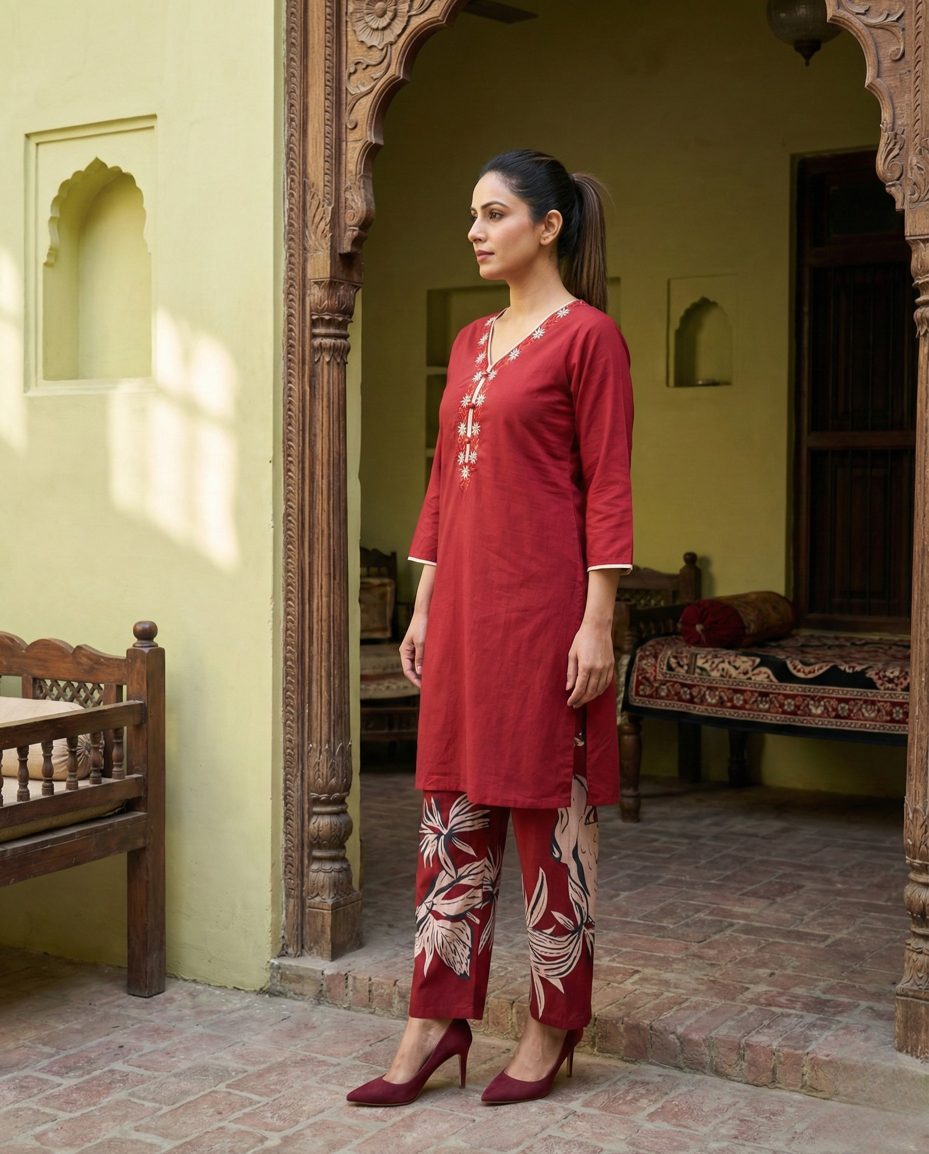 Kingfisher Designer Cotton KP Set - Red