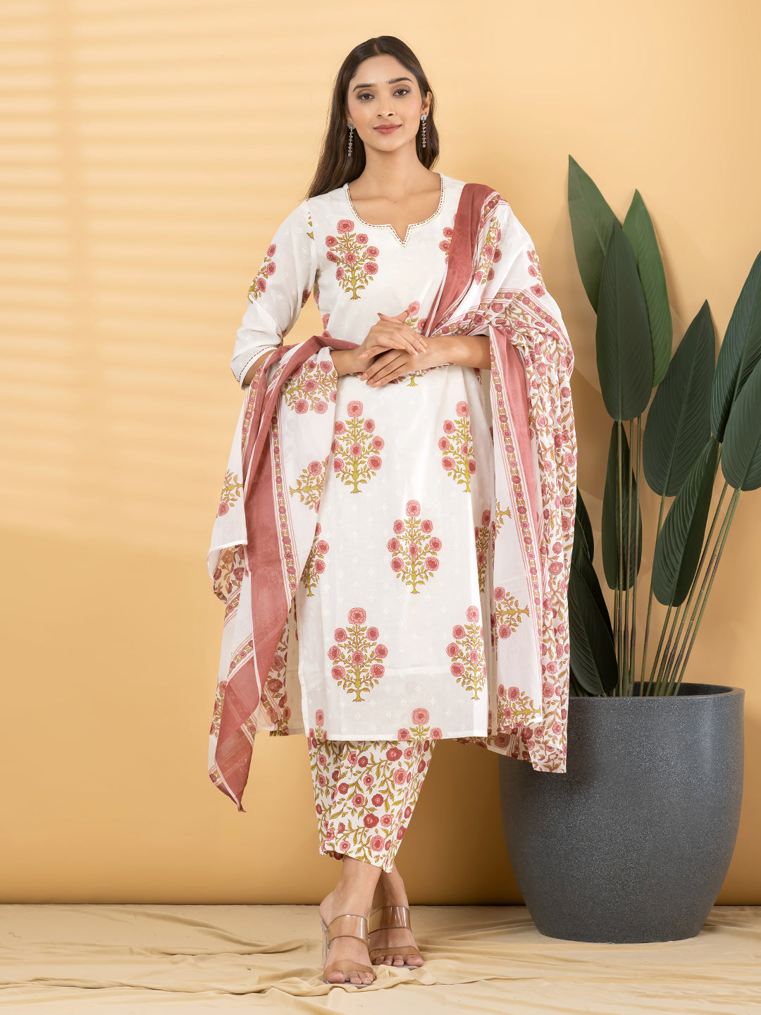 AARIKA FLORAL 3PC SET - IVORY PINK