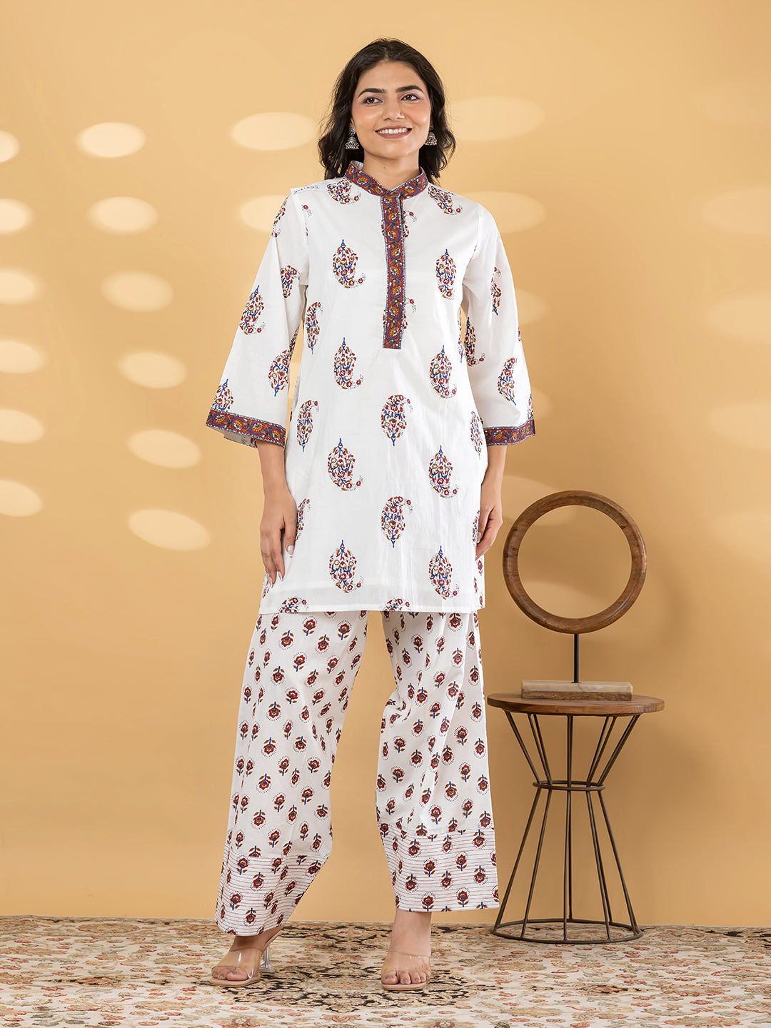 GULBAHAR FARSI WHITE / RED SALWAR SUIT SET