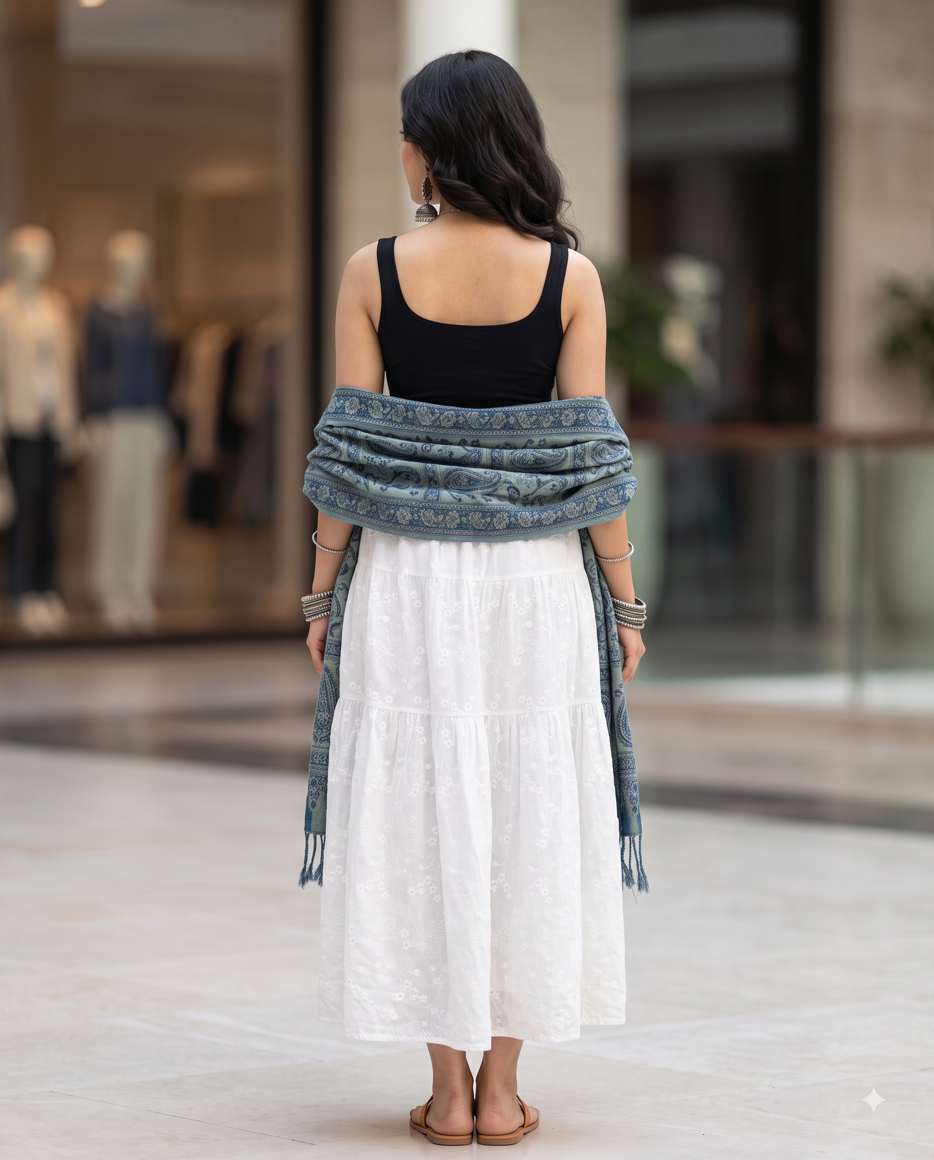 Eloise Embroidered Tiered Skirt – Pure White