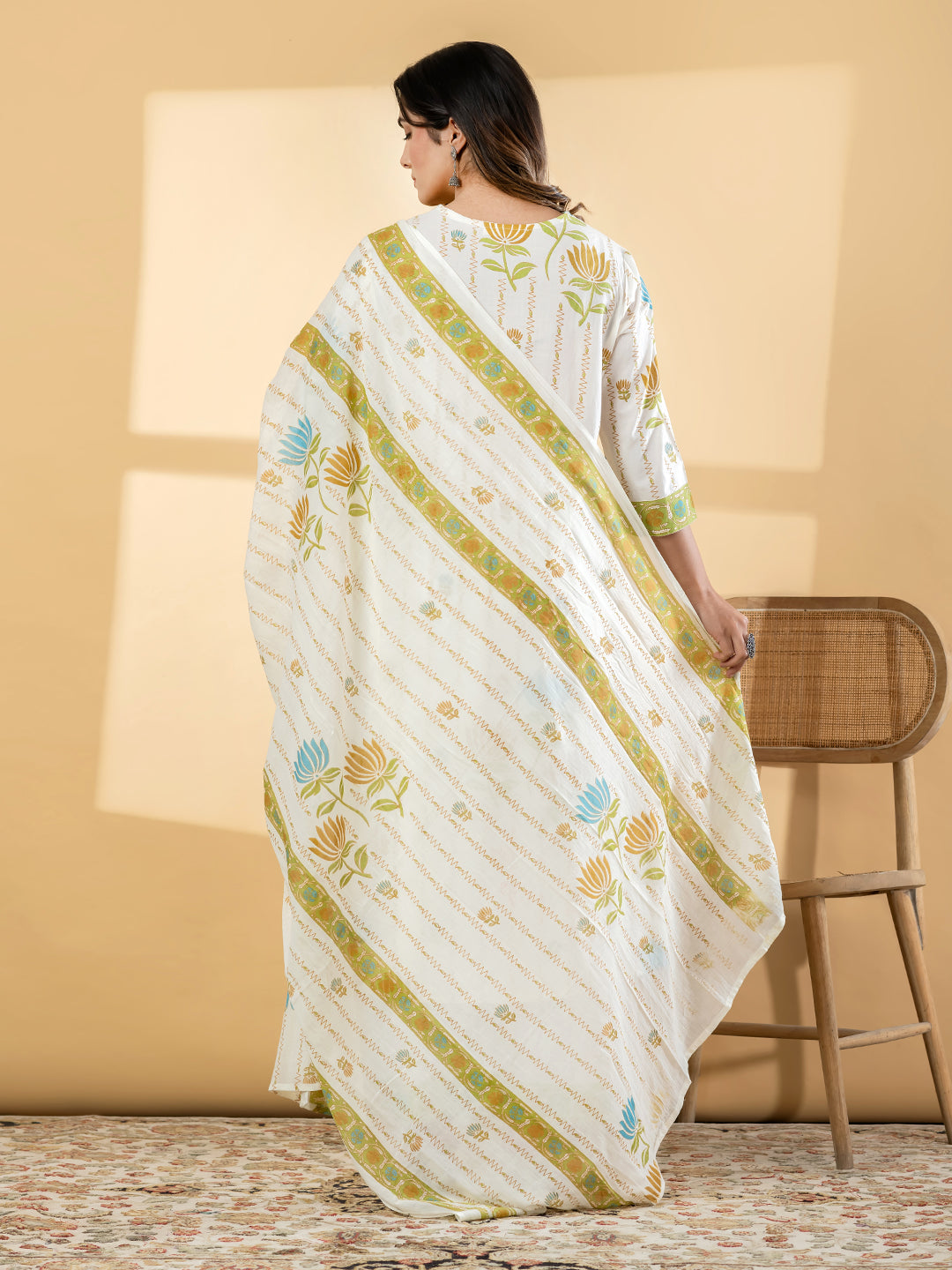 TAVISHA FLORAL PRINTED 3PC SET - IVORY GREEN