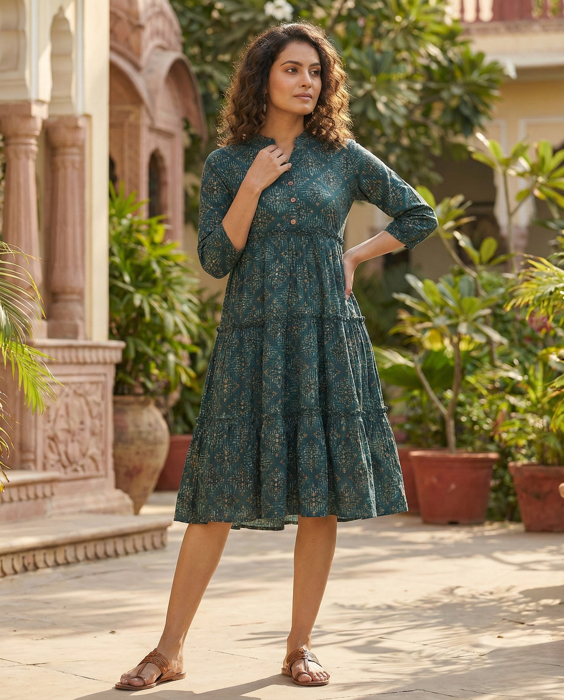 Urban Rang Cotton Teal Blue Frock