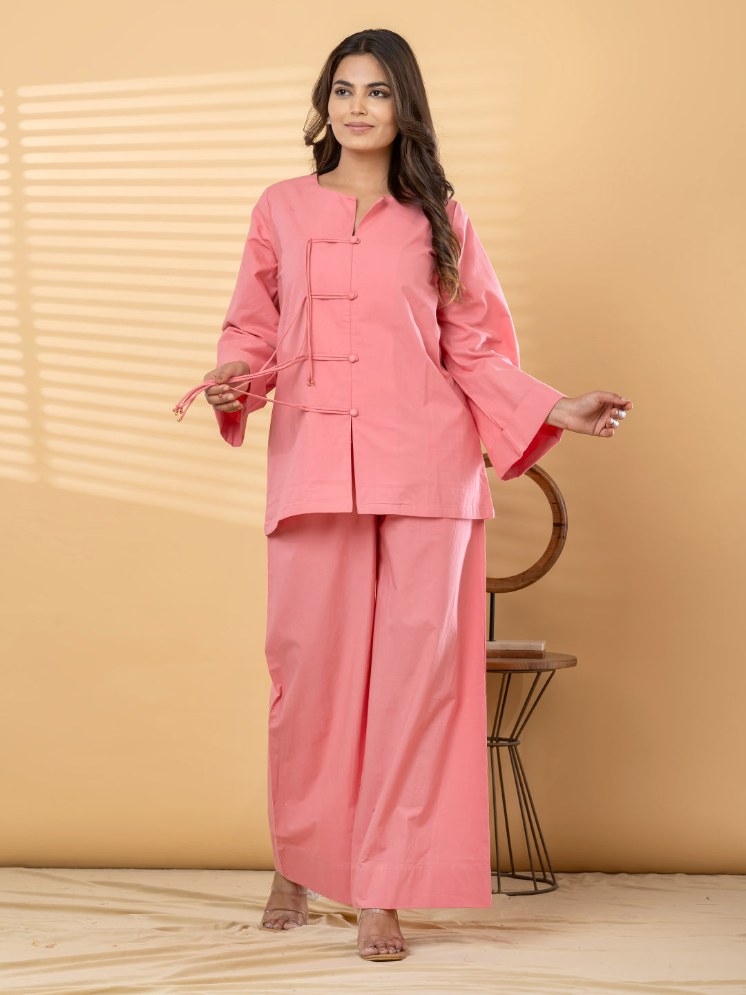 Luna Tie-Up Co-Ord Set – Blush Pink