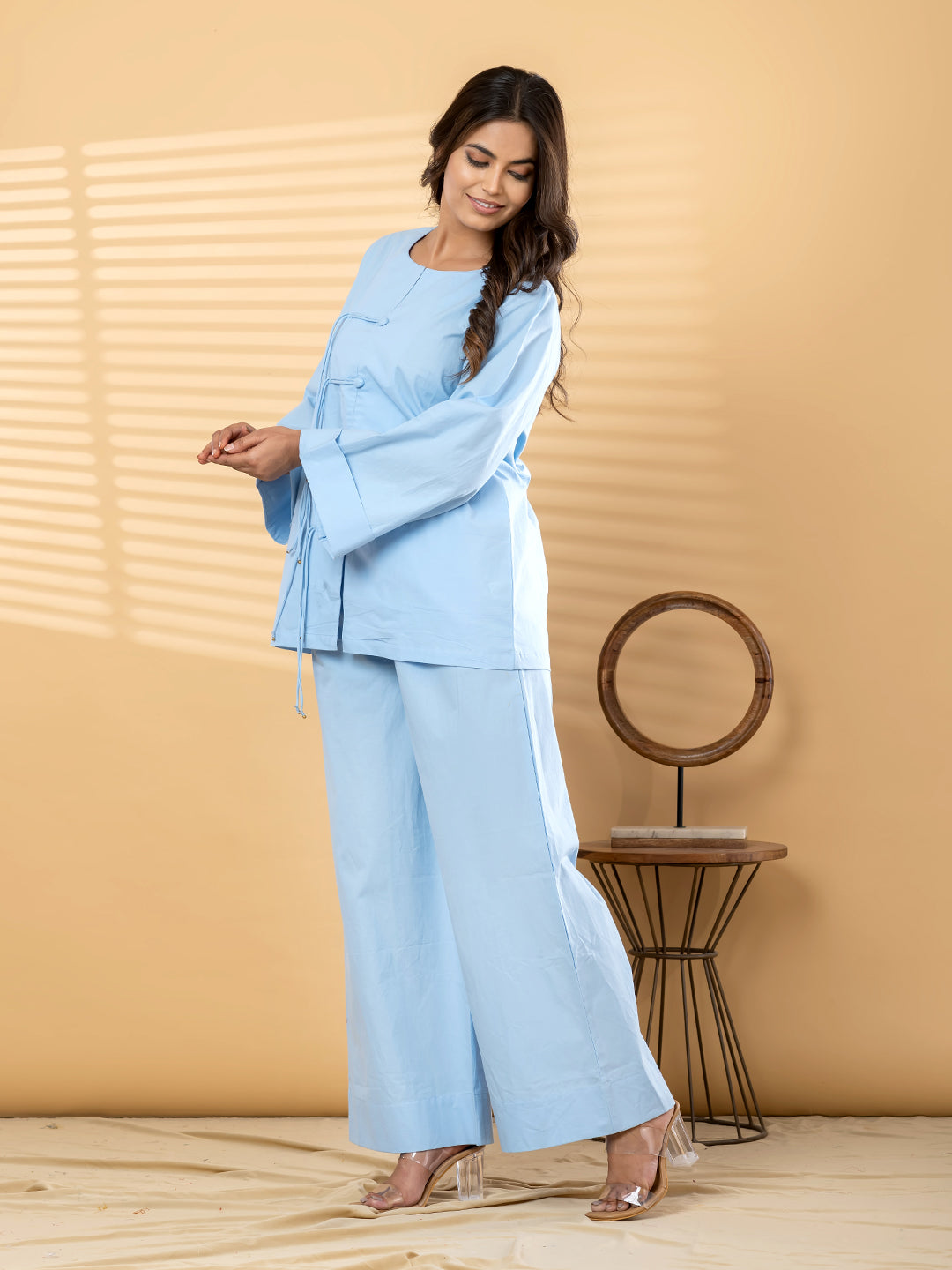 Luna Tie-Up Co-Ord Set – Sky Blue