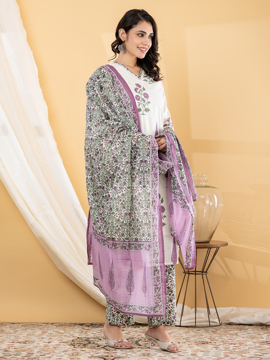 SORAYA BOTANICAL PRINTED 3PC SET - IVORY MAUVE