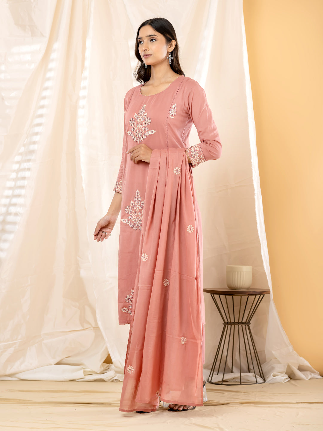 AURELIA EMBROIDERED 3PC SET - DUSTY ROSE