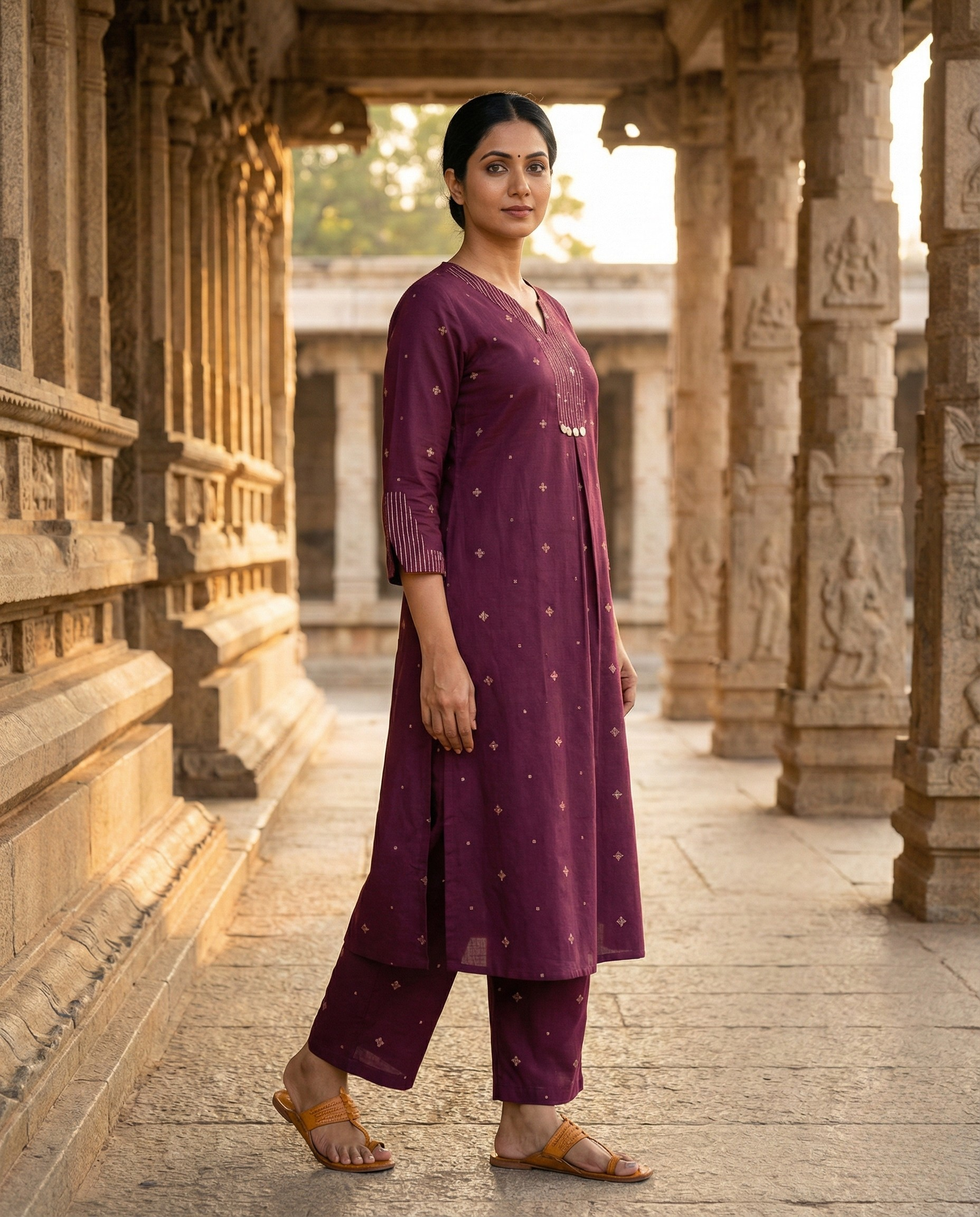 Deccan Weave South Cotton Wine KP Set