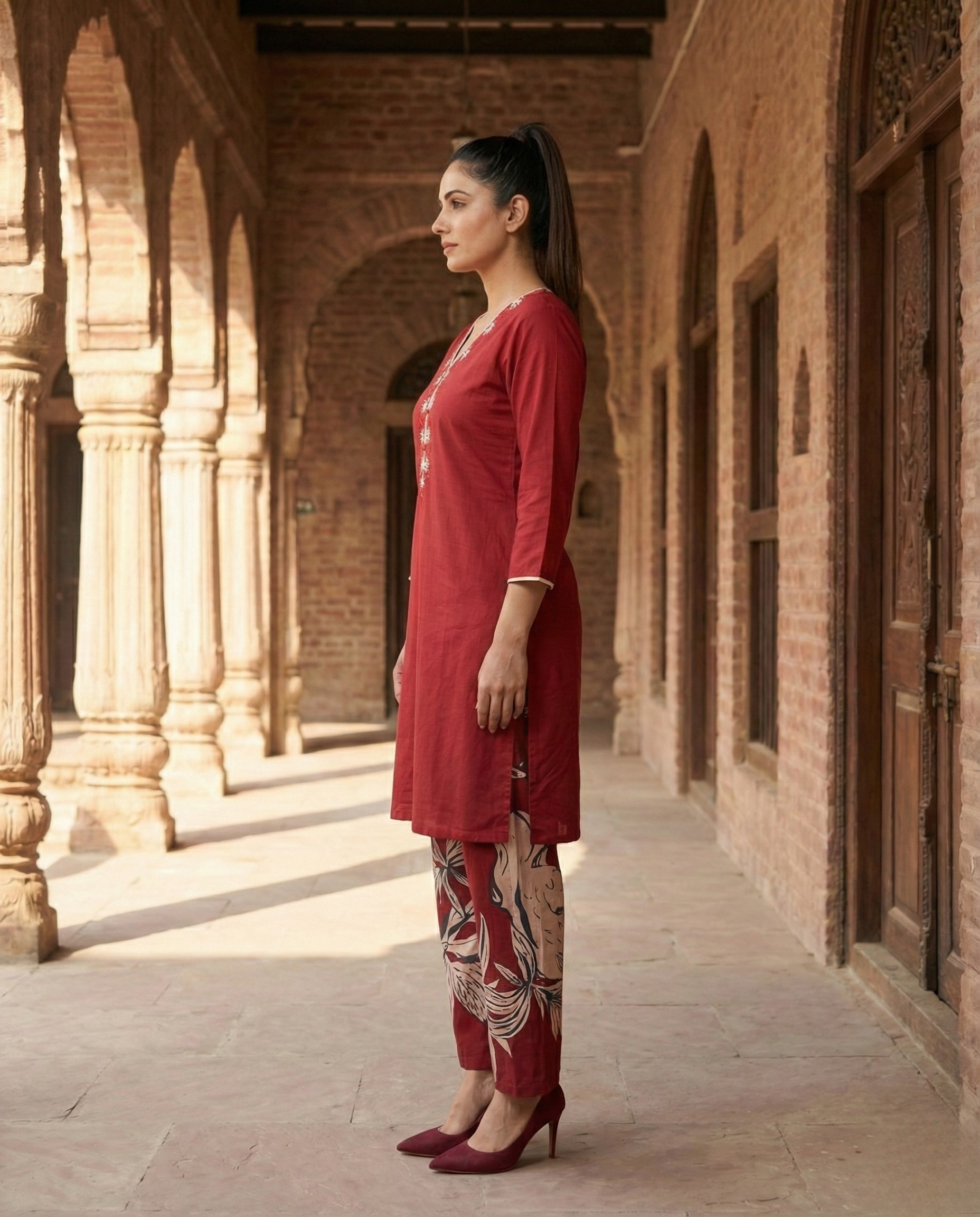 Kingfisher Designer Cotton KP Set - Red