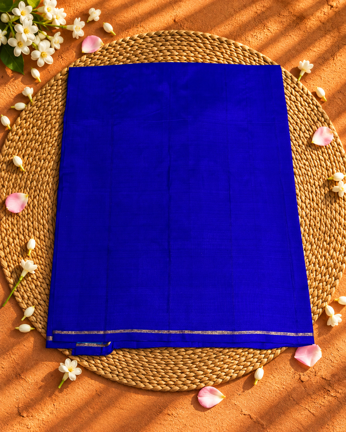 Teal Royal Blue Brocade Checks Kanjivaram Saree