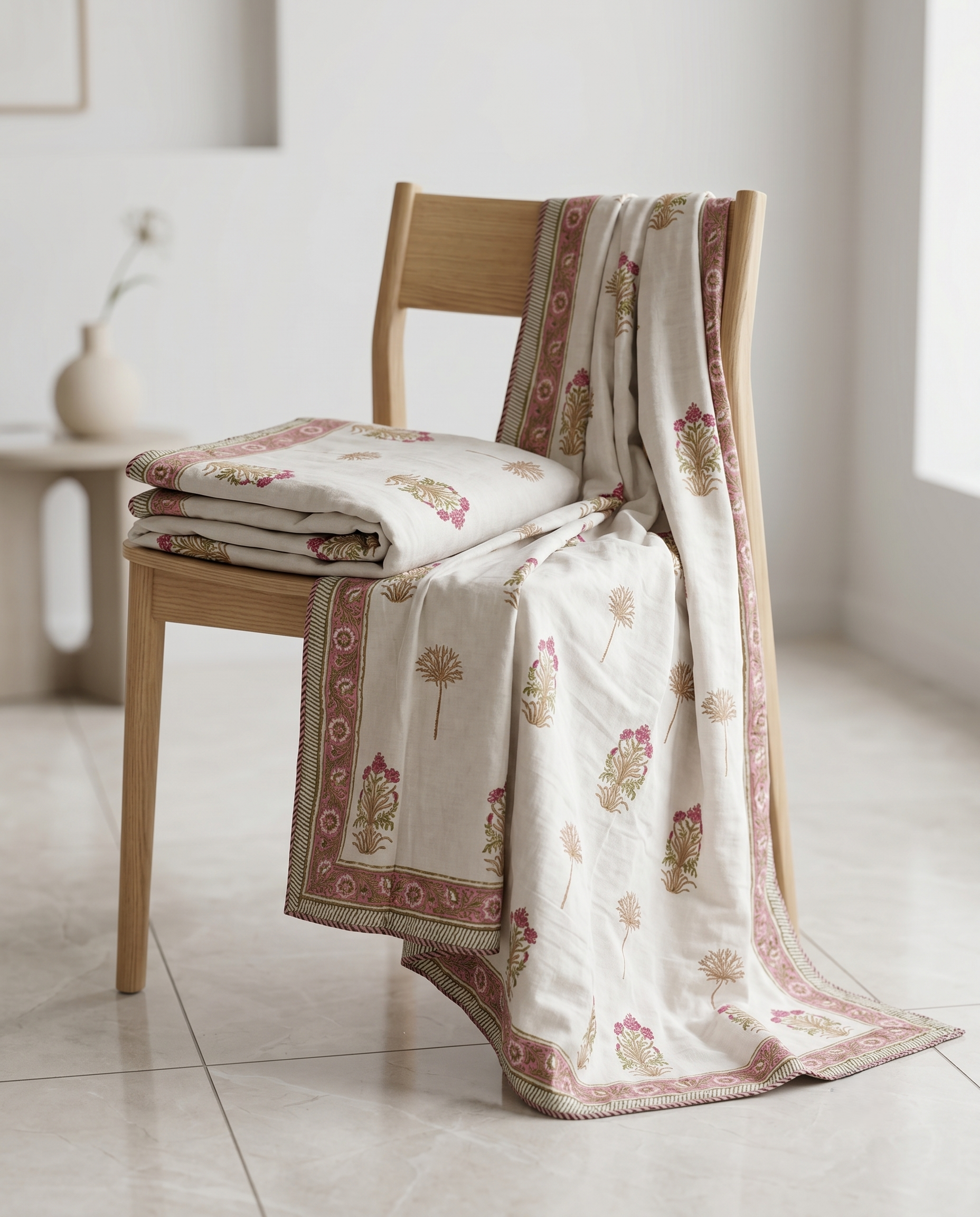 PINK FLORA REVERSIBLE COTTON DOHAR