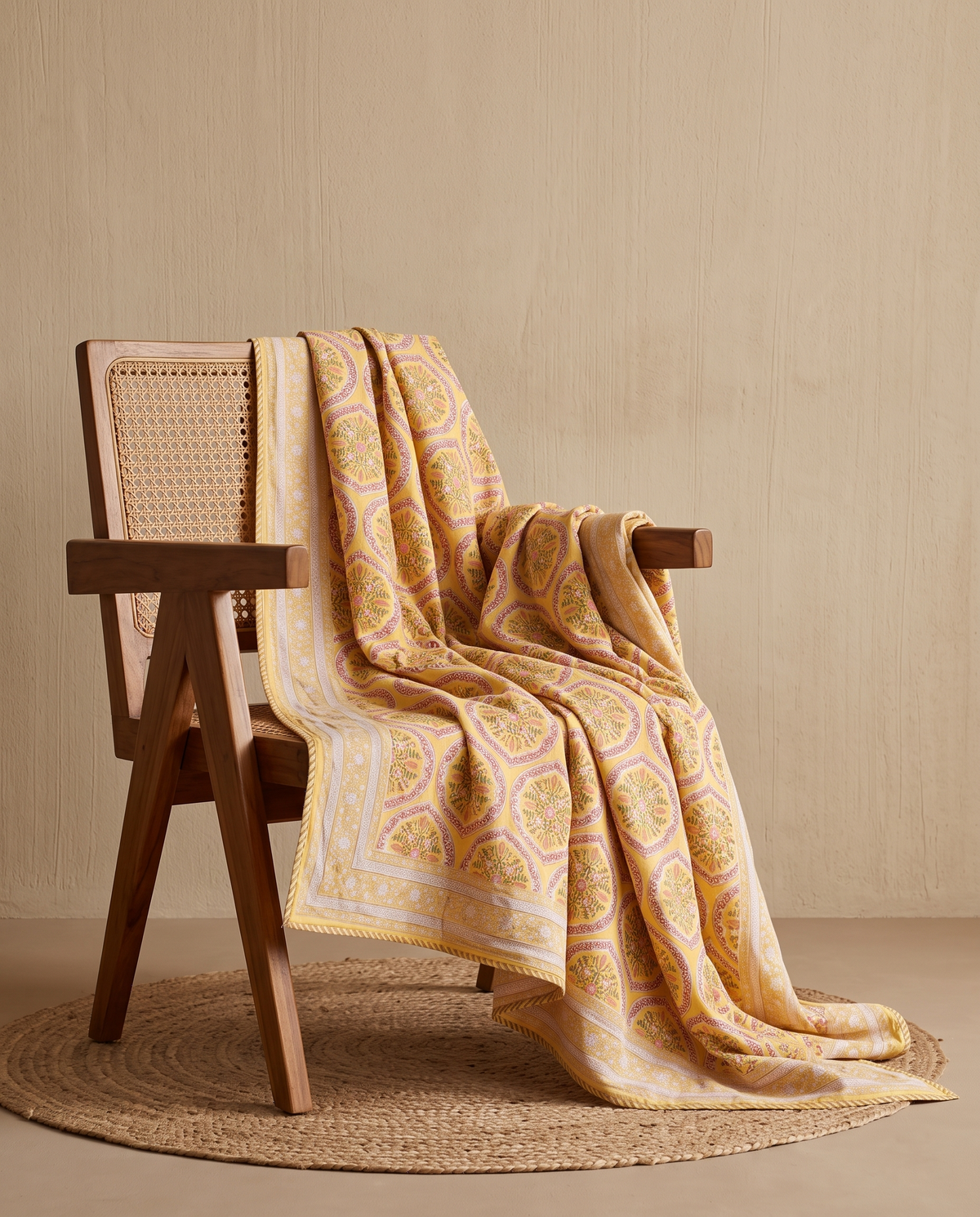 SUNSHINE FLORAL HAND BLOCK COTTON DOUBLE DOHAR