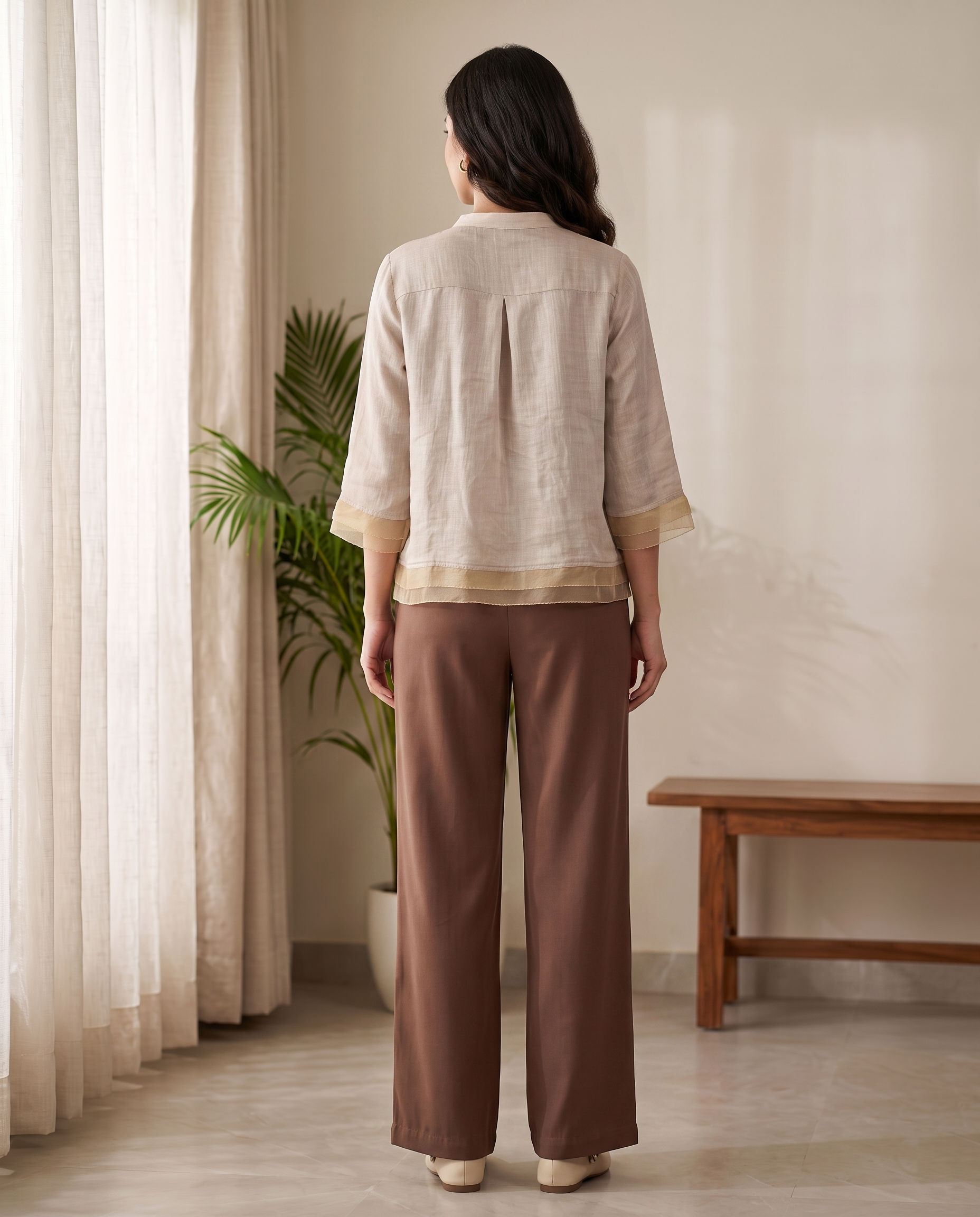 Willow European Linen Top - Mocha Taupe