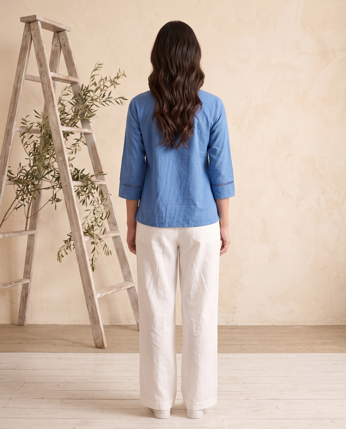 The Elara Blue Cotton Top