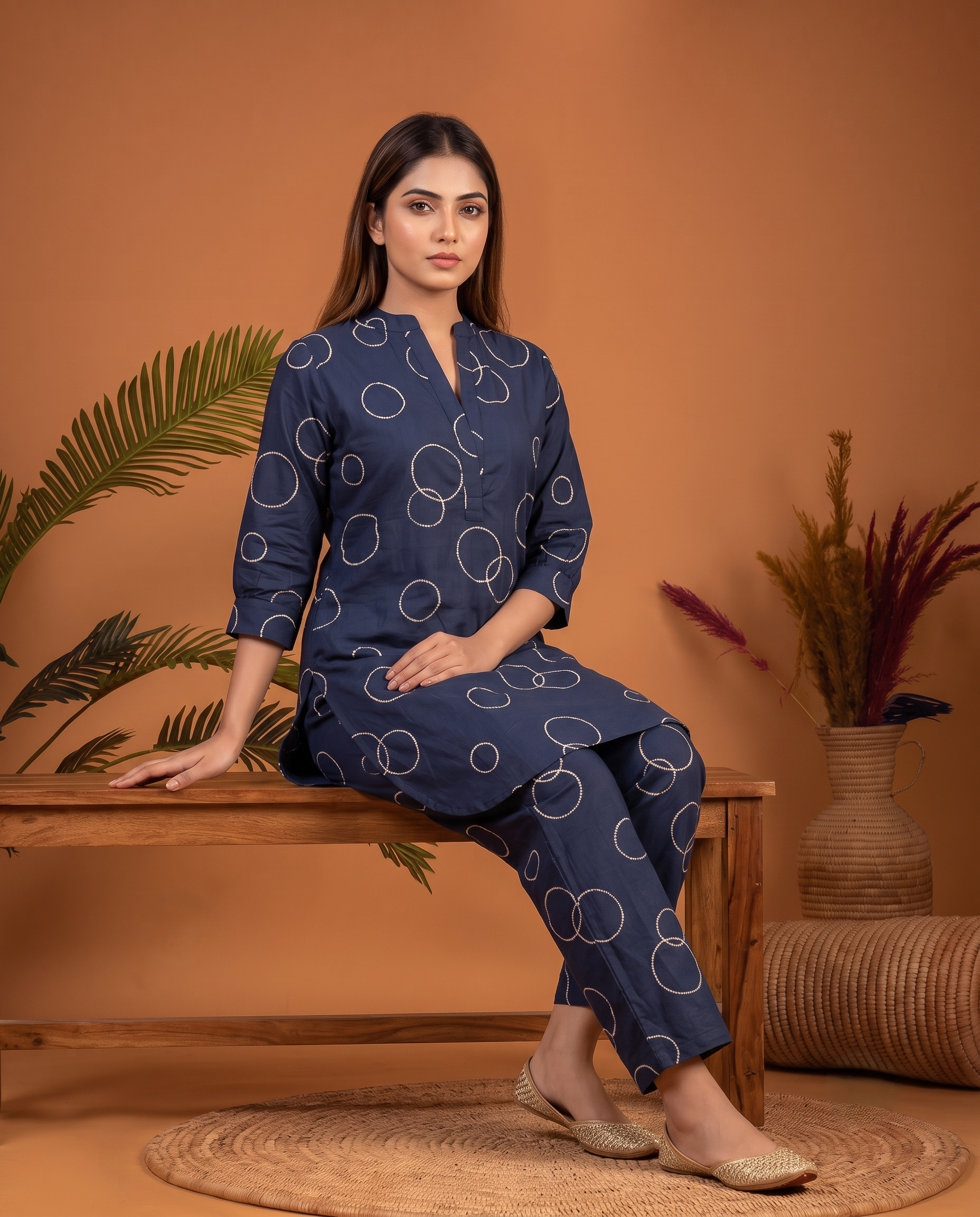 BLUE BUBBLE PRINT ETHNIC FARSI SET