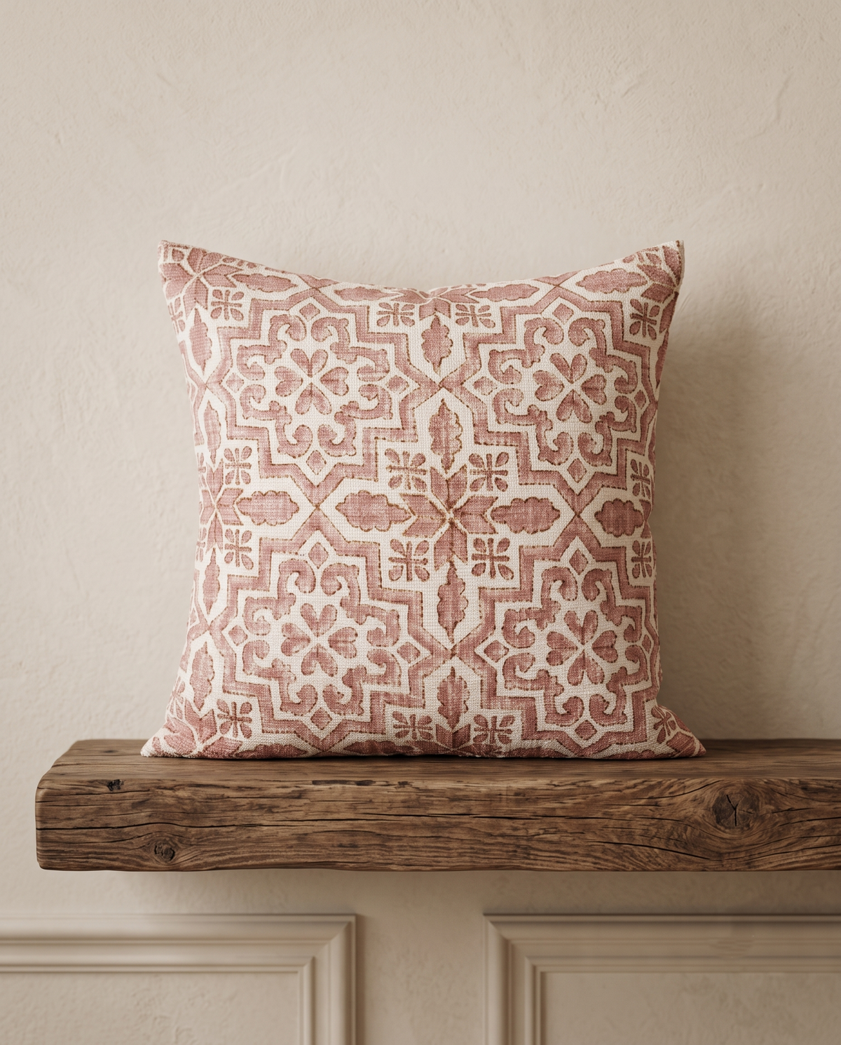 Gulrang Jaali Handblock Jute Cushion Cover