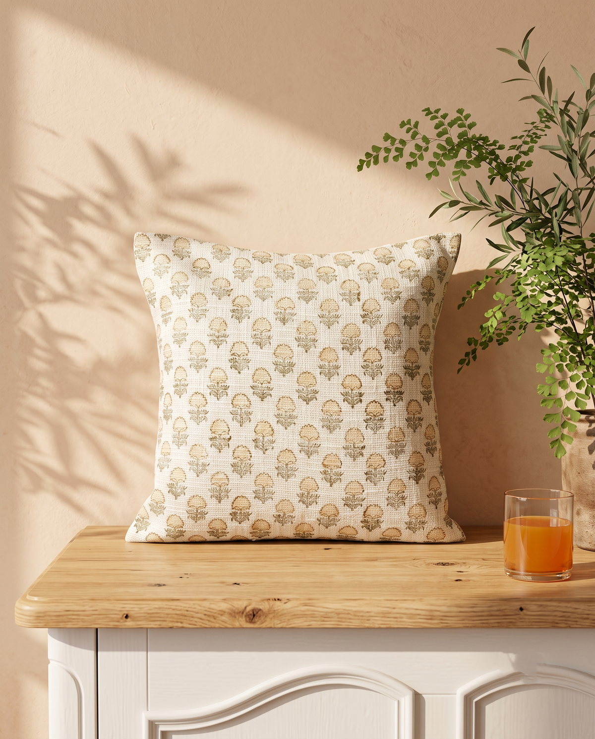 ulab Kairi Handblock Jute Cushion Cover
