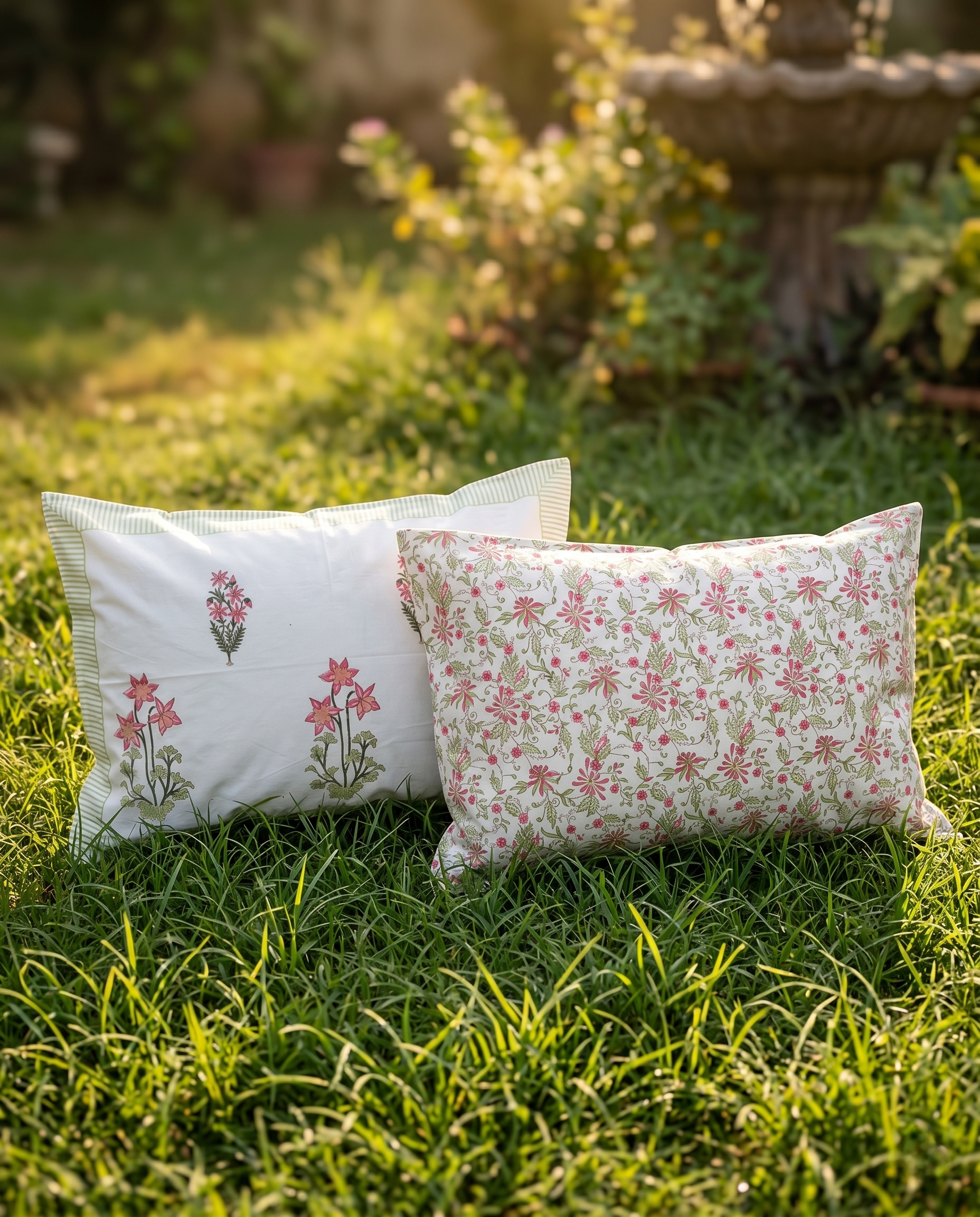 Butta Motif Sage & Coral Premium Cotton Bedsheet