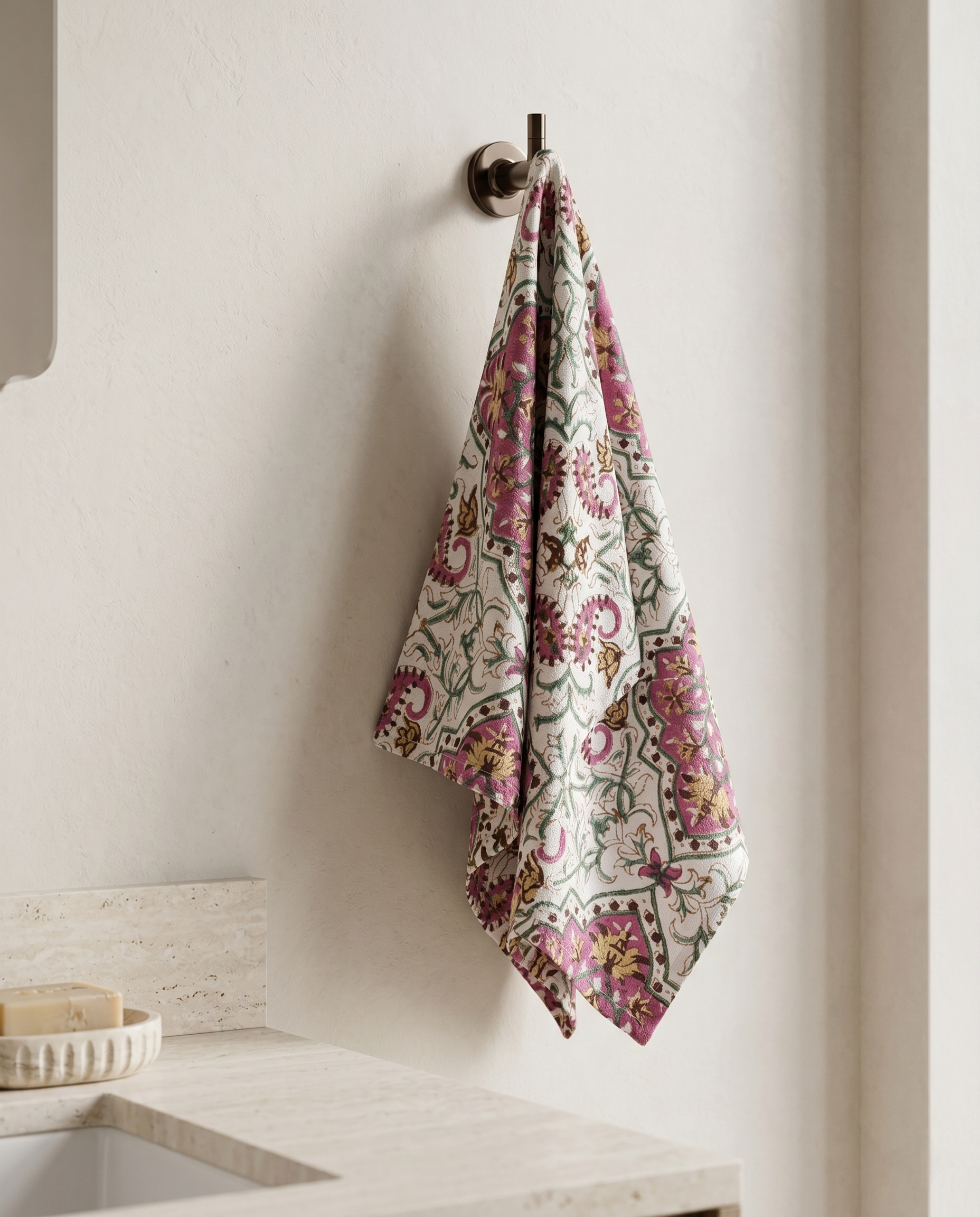 FLORAL MOTIFS FACE TOWEL (HANDBLOCK)