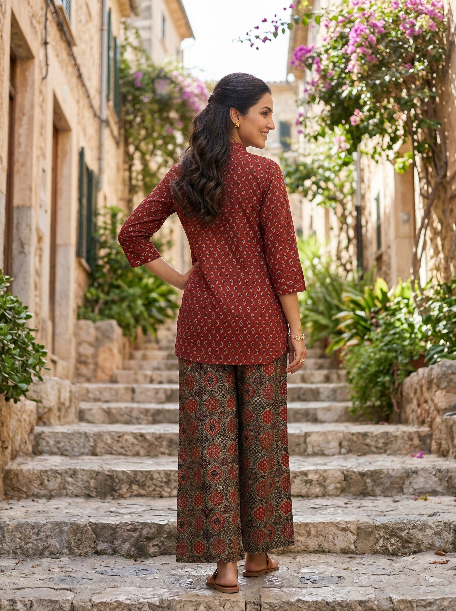 AJRAKH CHARM RED + BLACK COTTON CORDSET