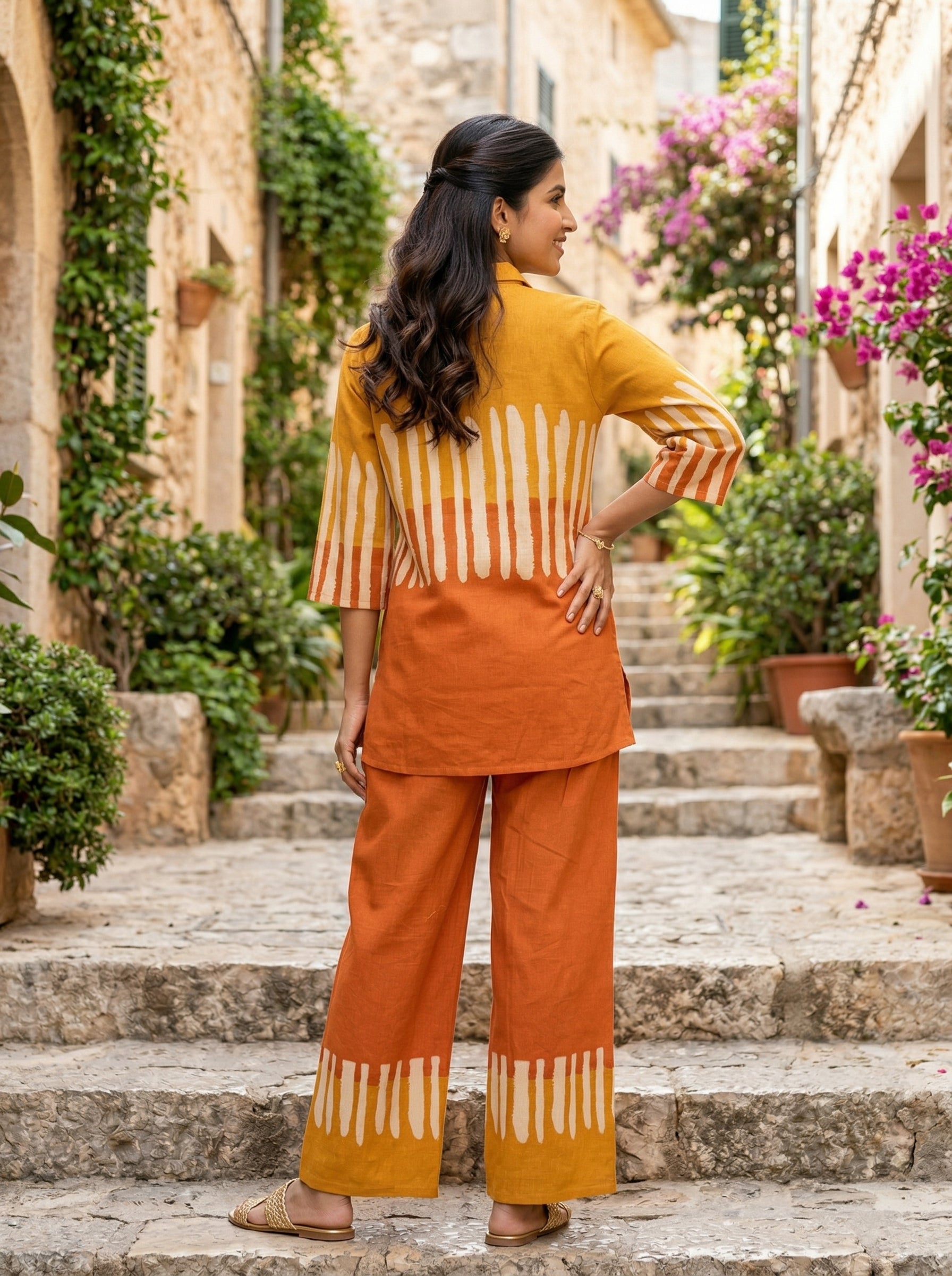 RUST & SAND YELLOW/ORANGE COTTON CORDSET