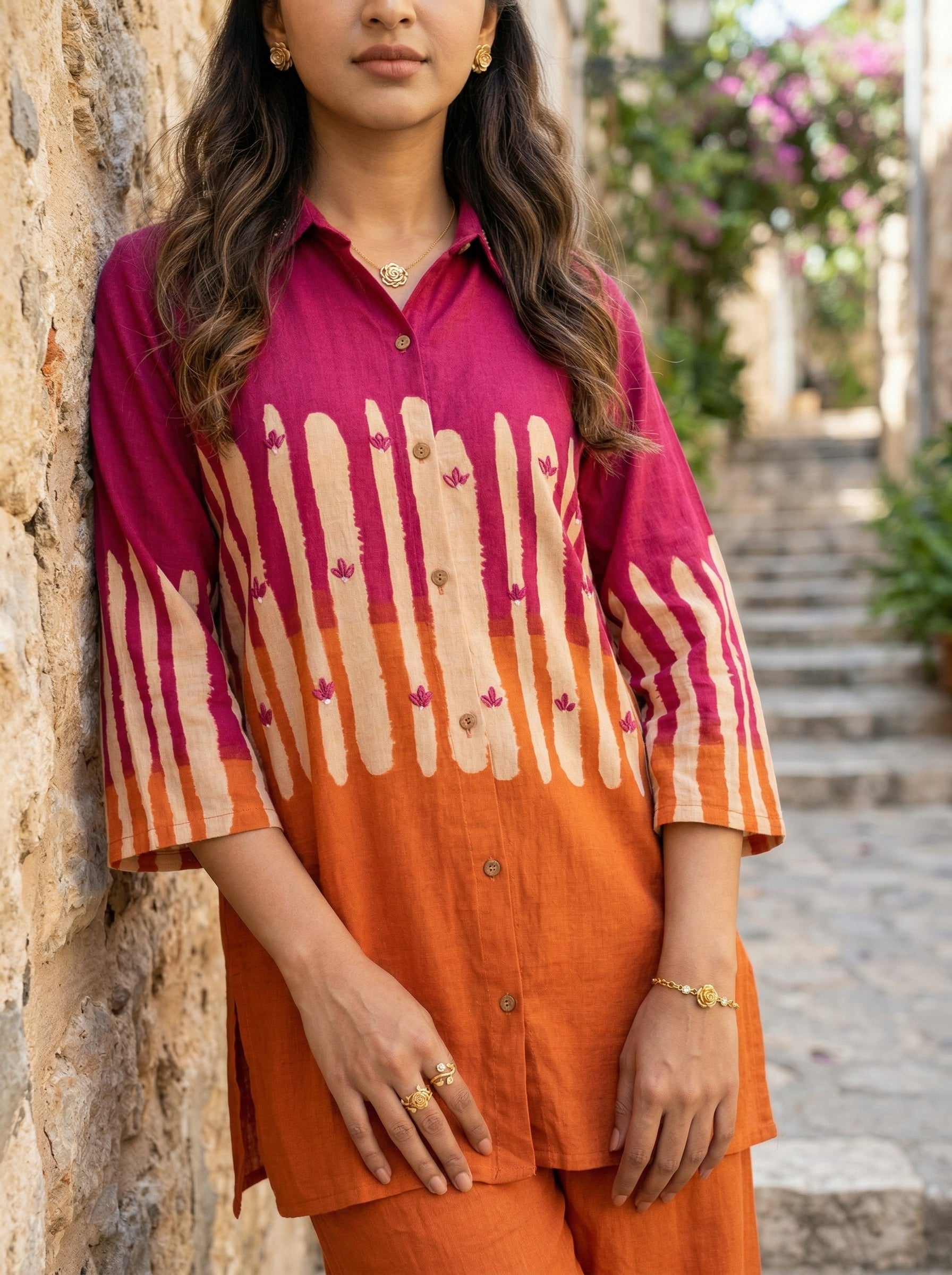 RUST & SAND PINK/ORANGE COTTON CORDSET