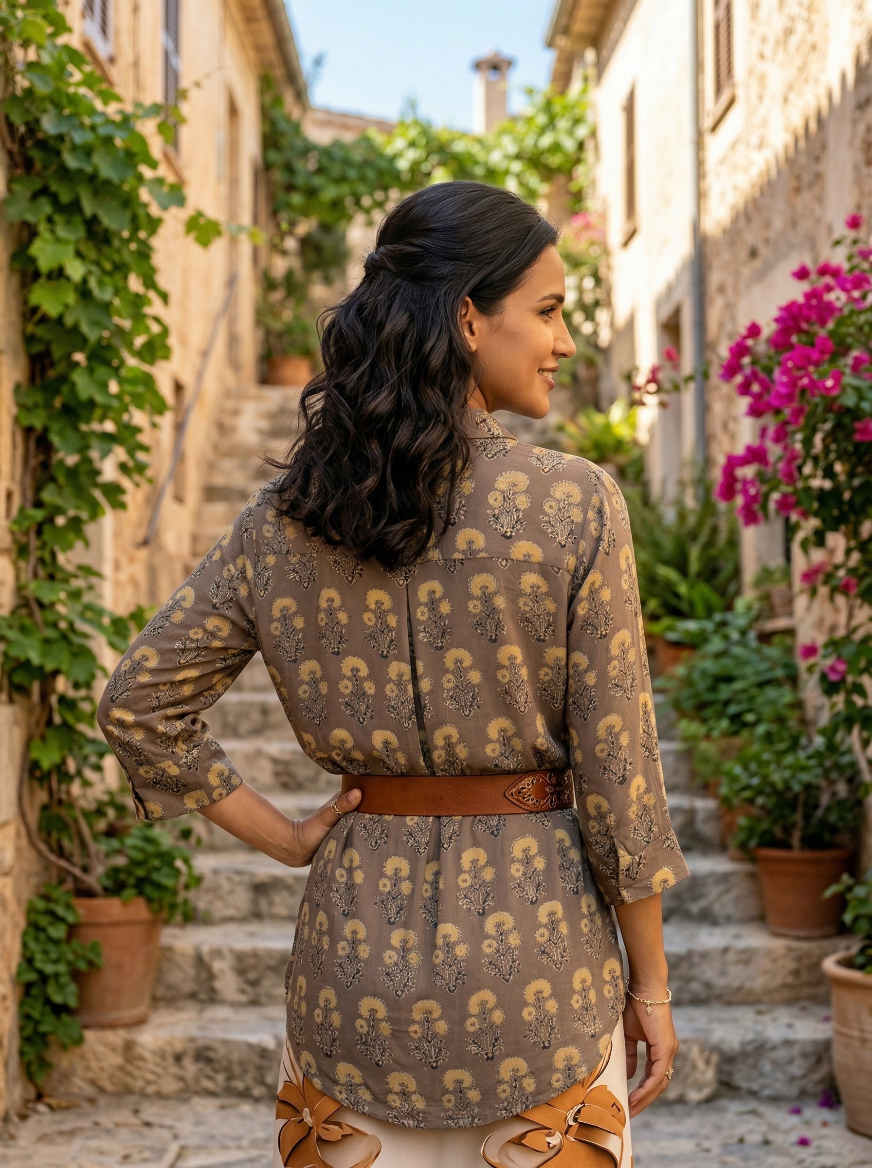 Brown Modal Silk Ajrakh Silk Stories Shirt