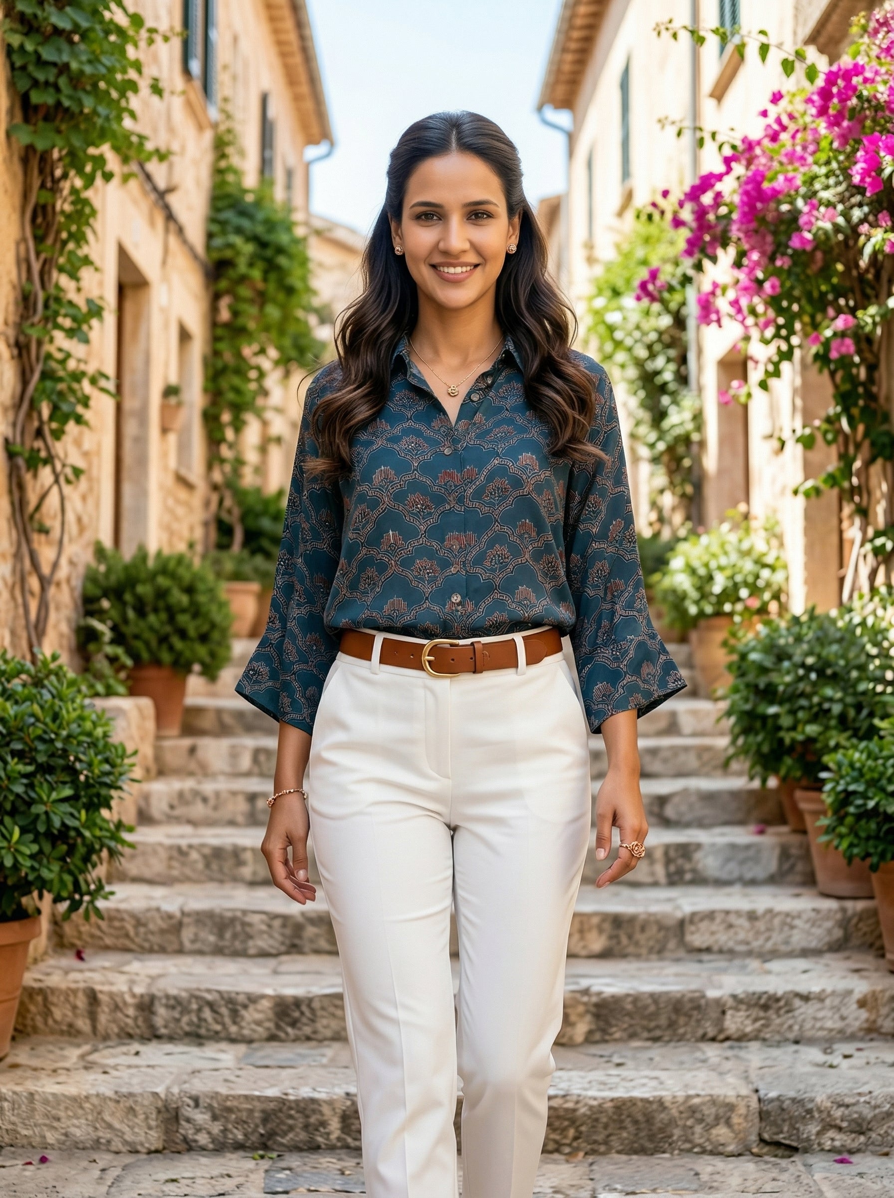 Blue Modal Silk Ajrakh Silk Stories Shirt