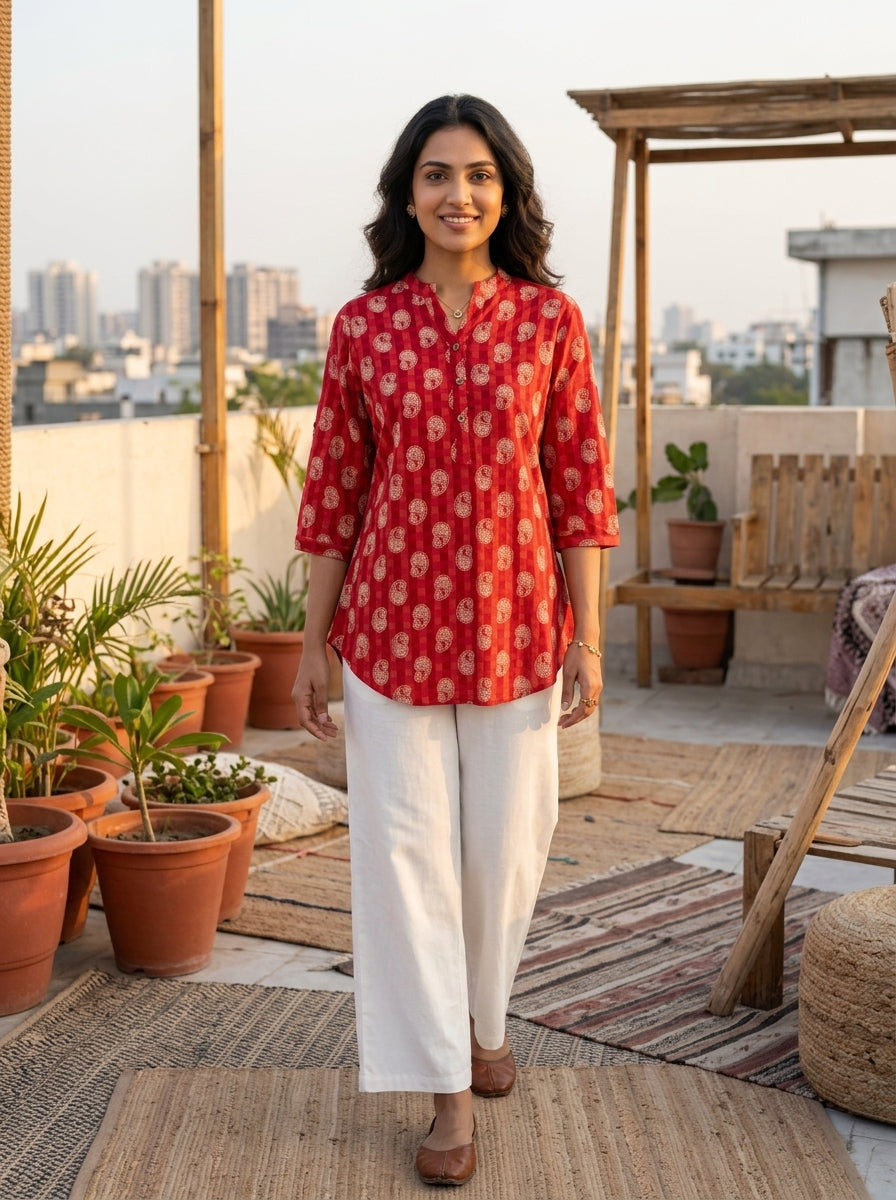 Red Cotton The Everydate Butta Top