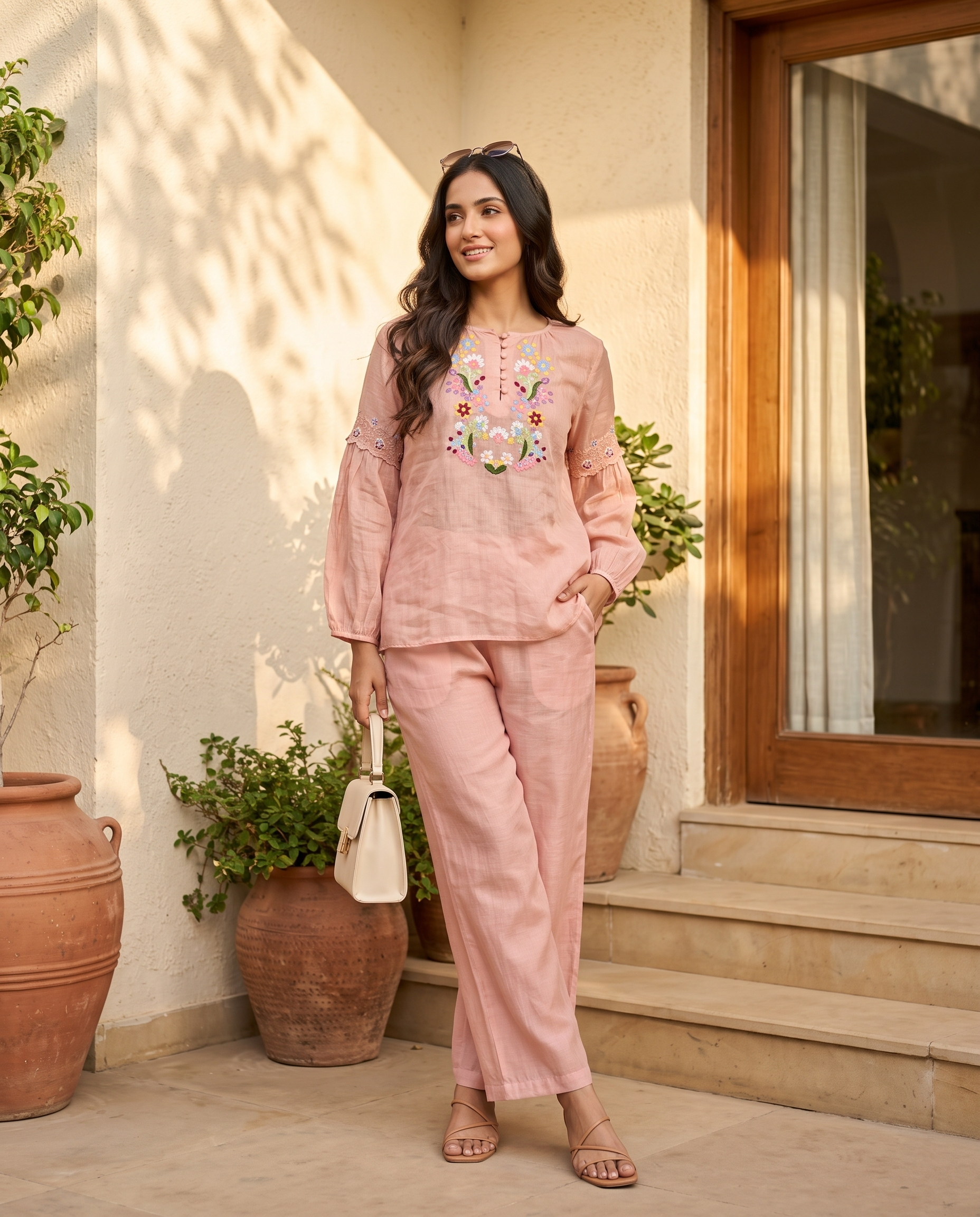 Rosalie European Linen Top - Blush Nude