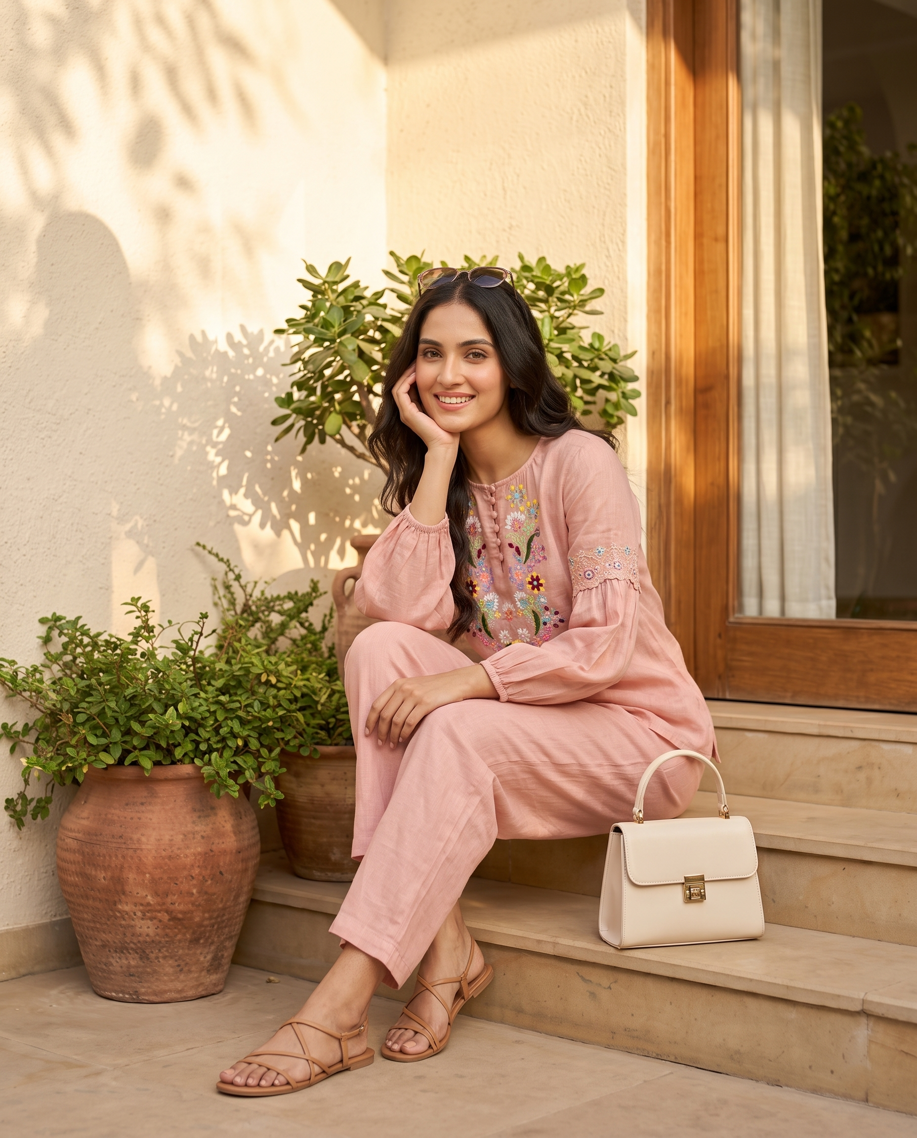 Rosalie European Linen Top - Blush Nude