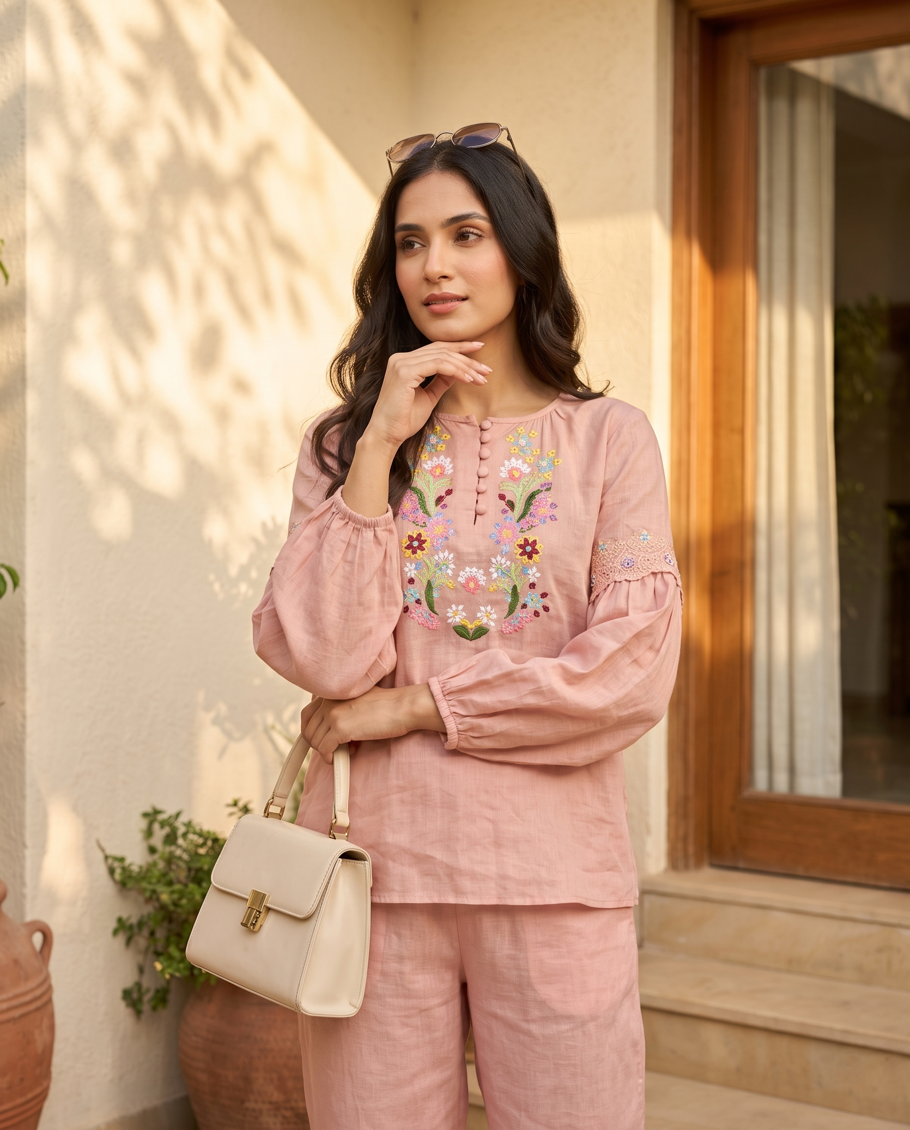 Rosalie European Linen Top - Blush Nude