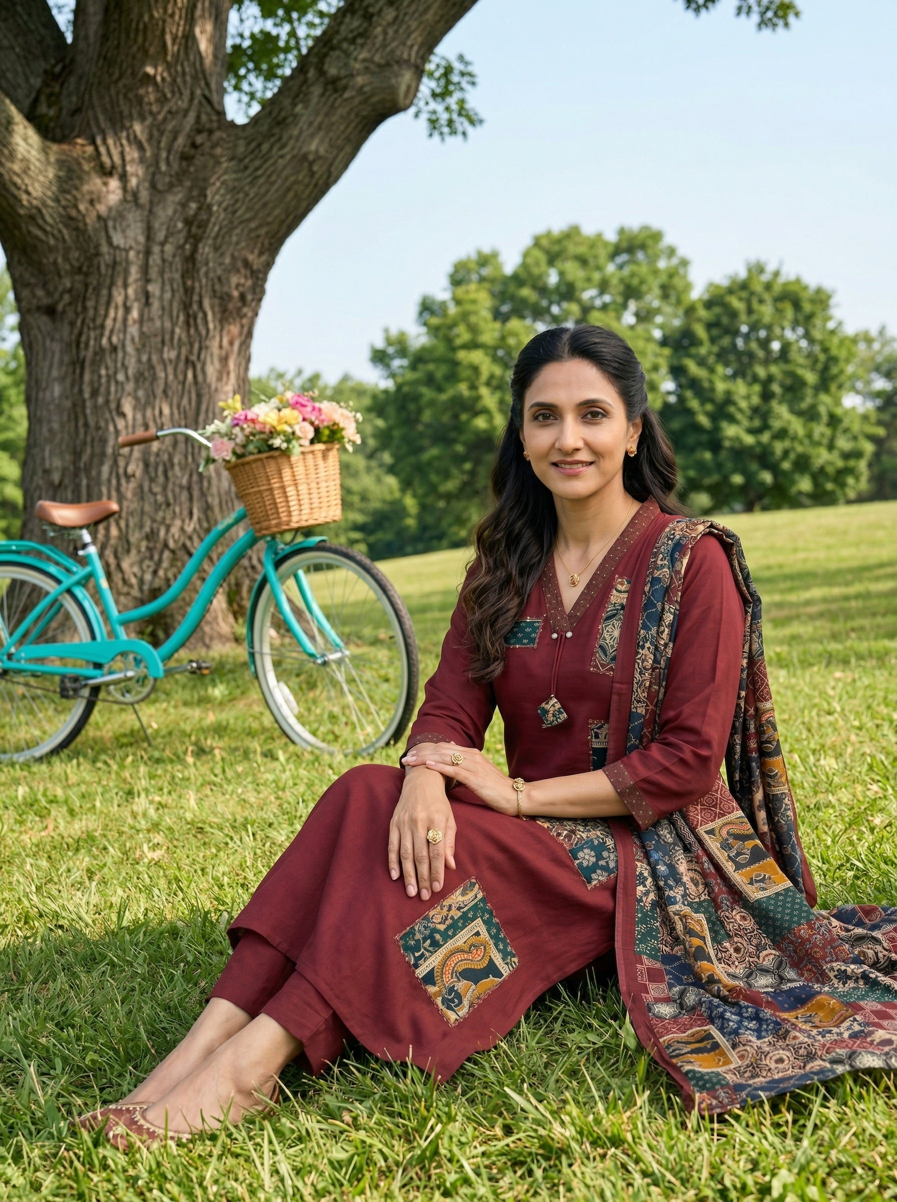 THE PATCHWORK MAROON COTTON KPD SET