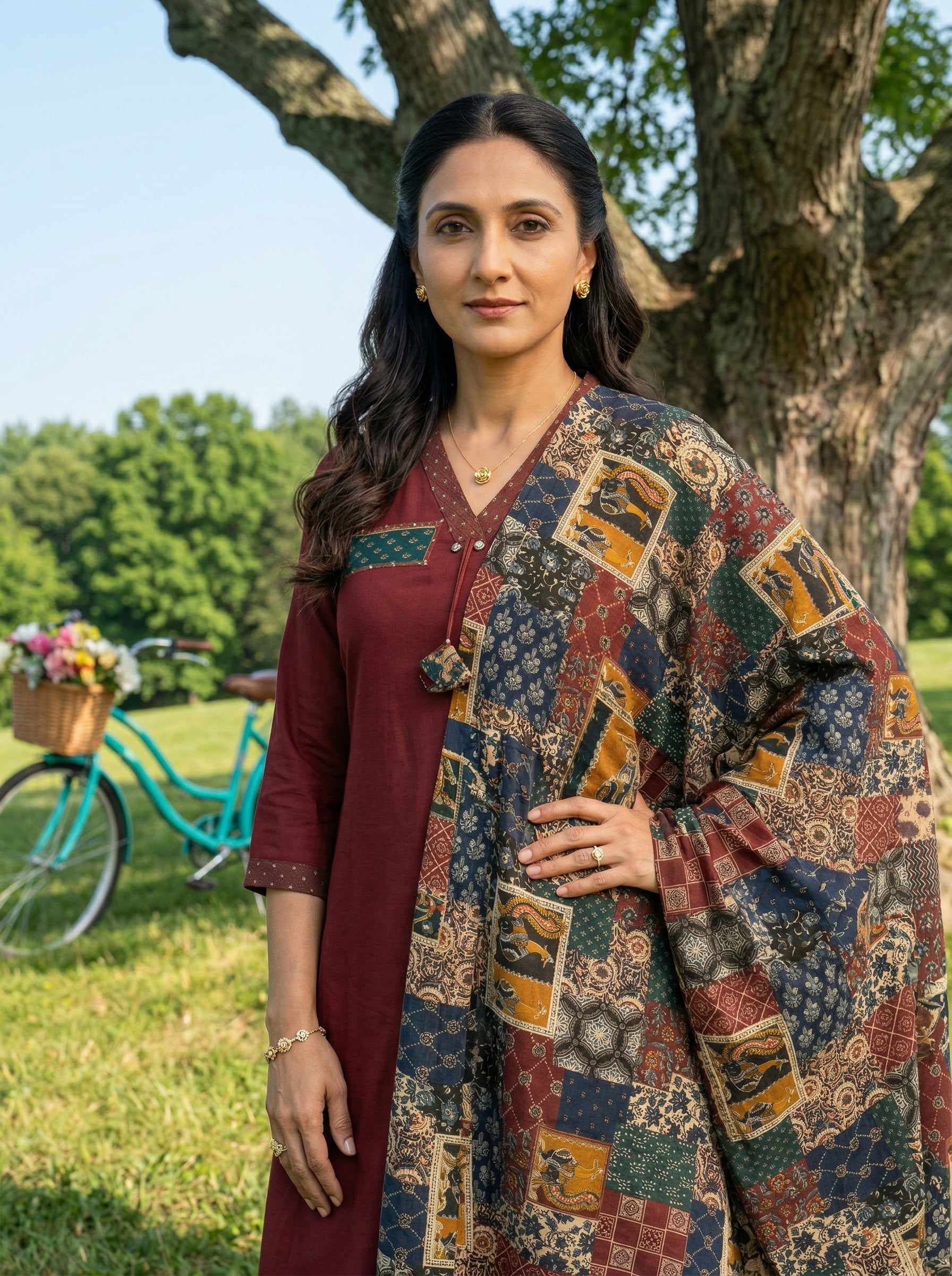 THE PATCHWORK MAROON COTTON KPD SET