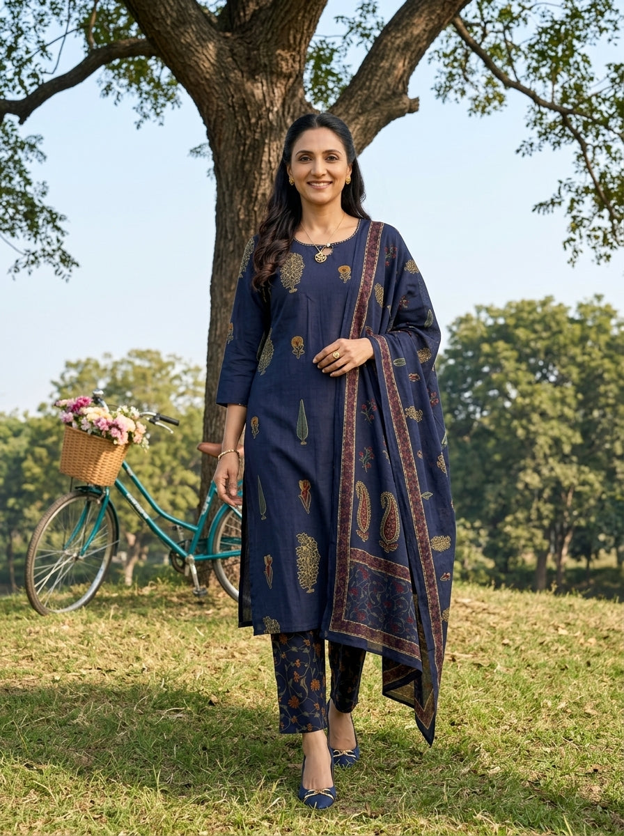 PEARL - TRIM HERITAGE BLUE COTTON KPD Set