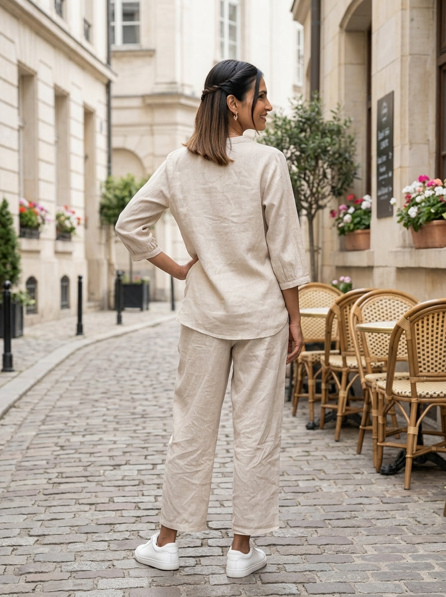 FLORA CALM OFF WHITE COTTON LINEN CORDSET