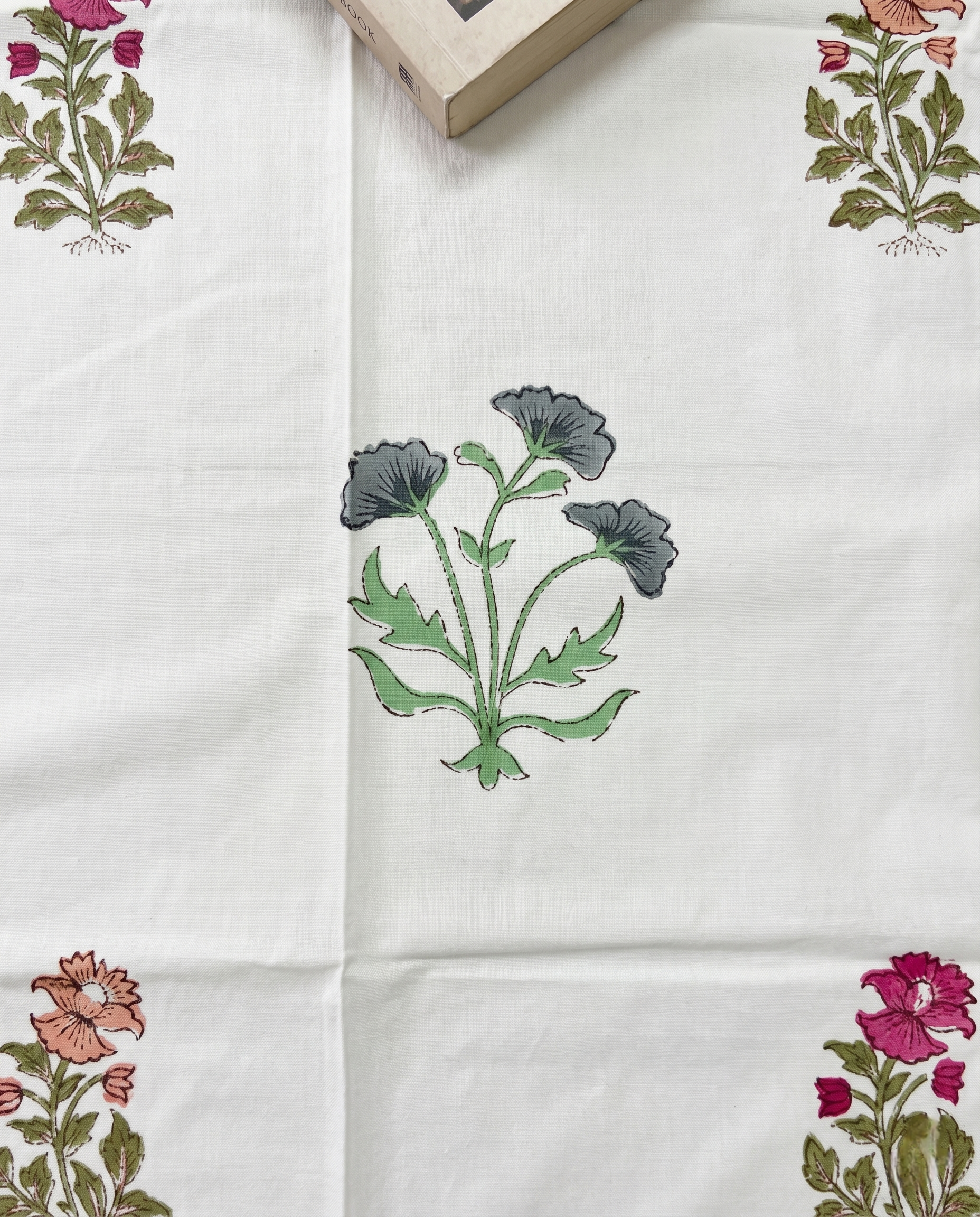 Wildflower Harmony Ivory Aqua Bloom Premium Cotton Bedsheet