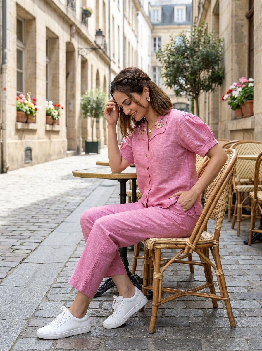 BLUSH STROLL PINK COTTON CORDSET