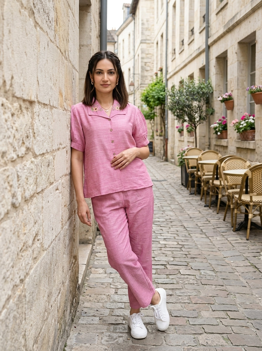 BLUSH STROLL PINK COTTON CORDSET