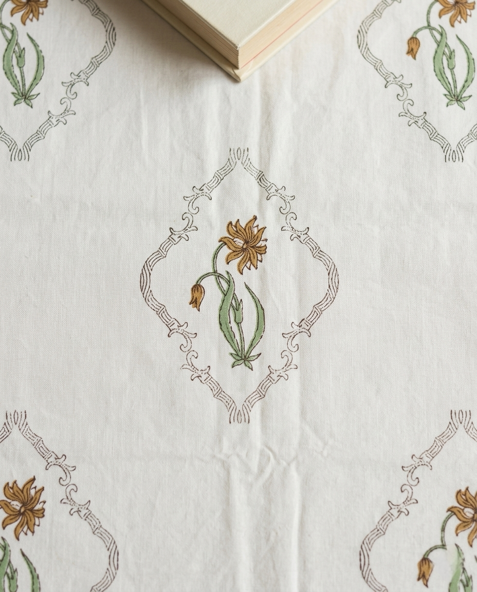 Generic Border Motif Warm Sand Premium Cotton Bedsheet