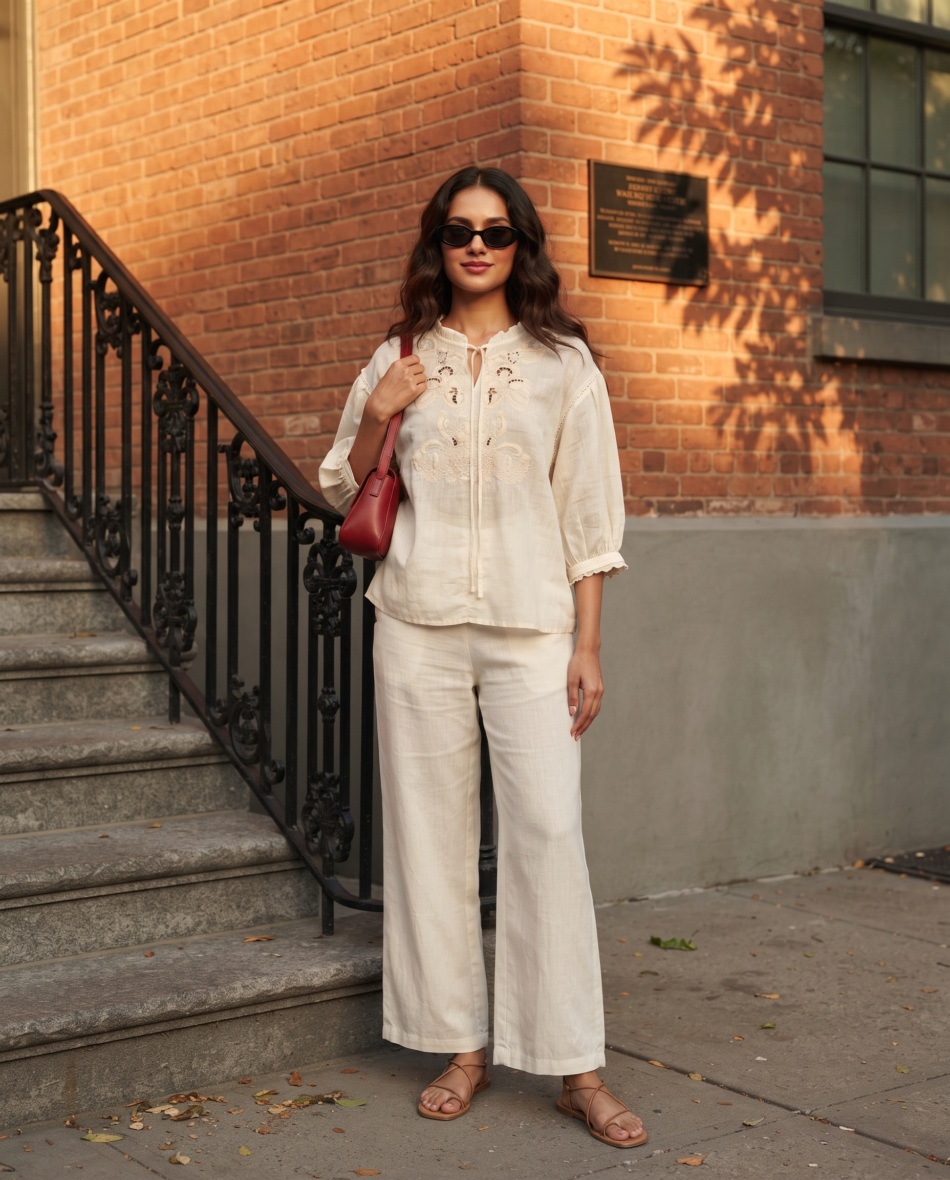 Ivory Bloom European Linen Top - Ivory