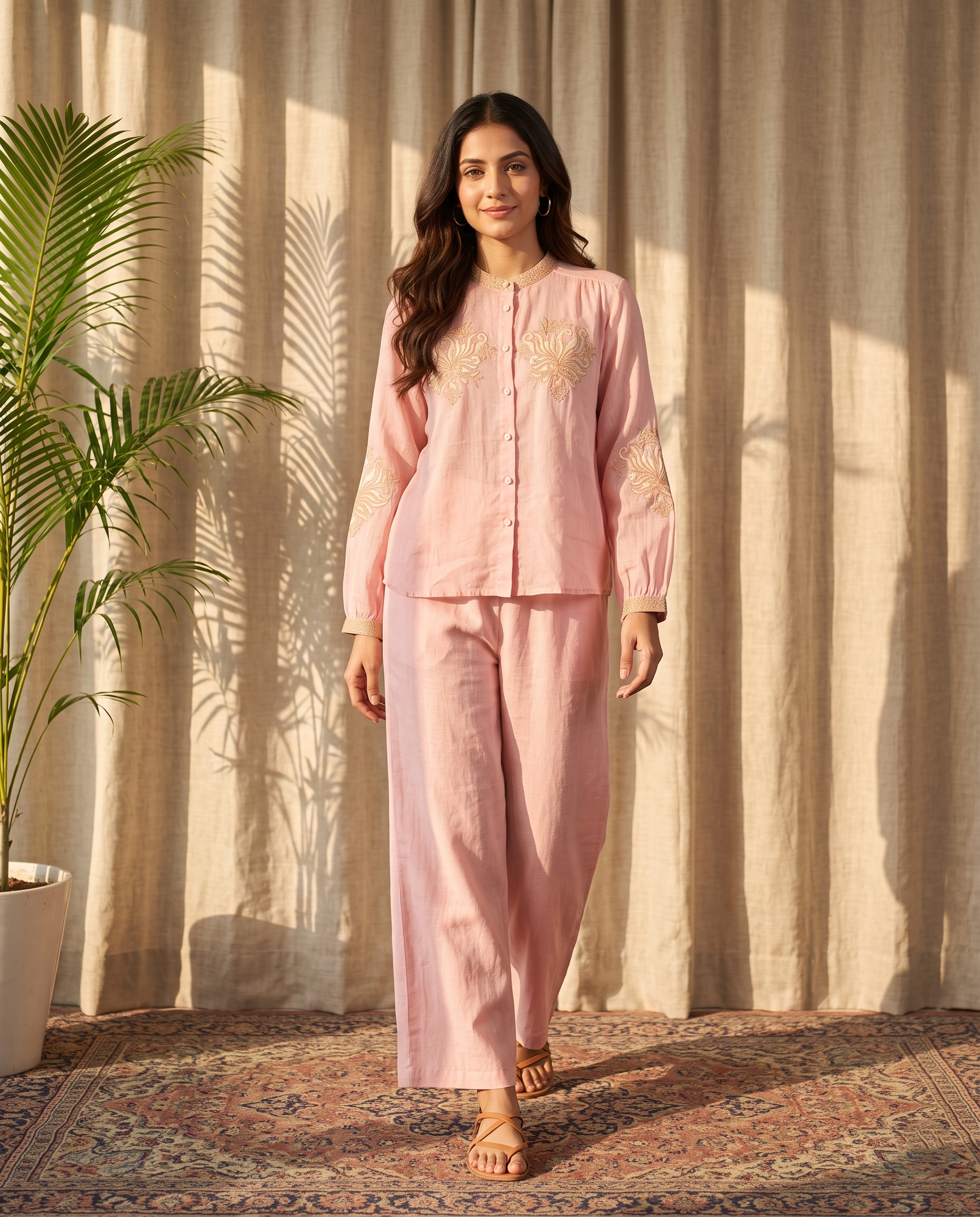 Peony European Linen Top - Rose Pink