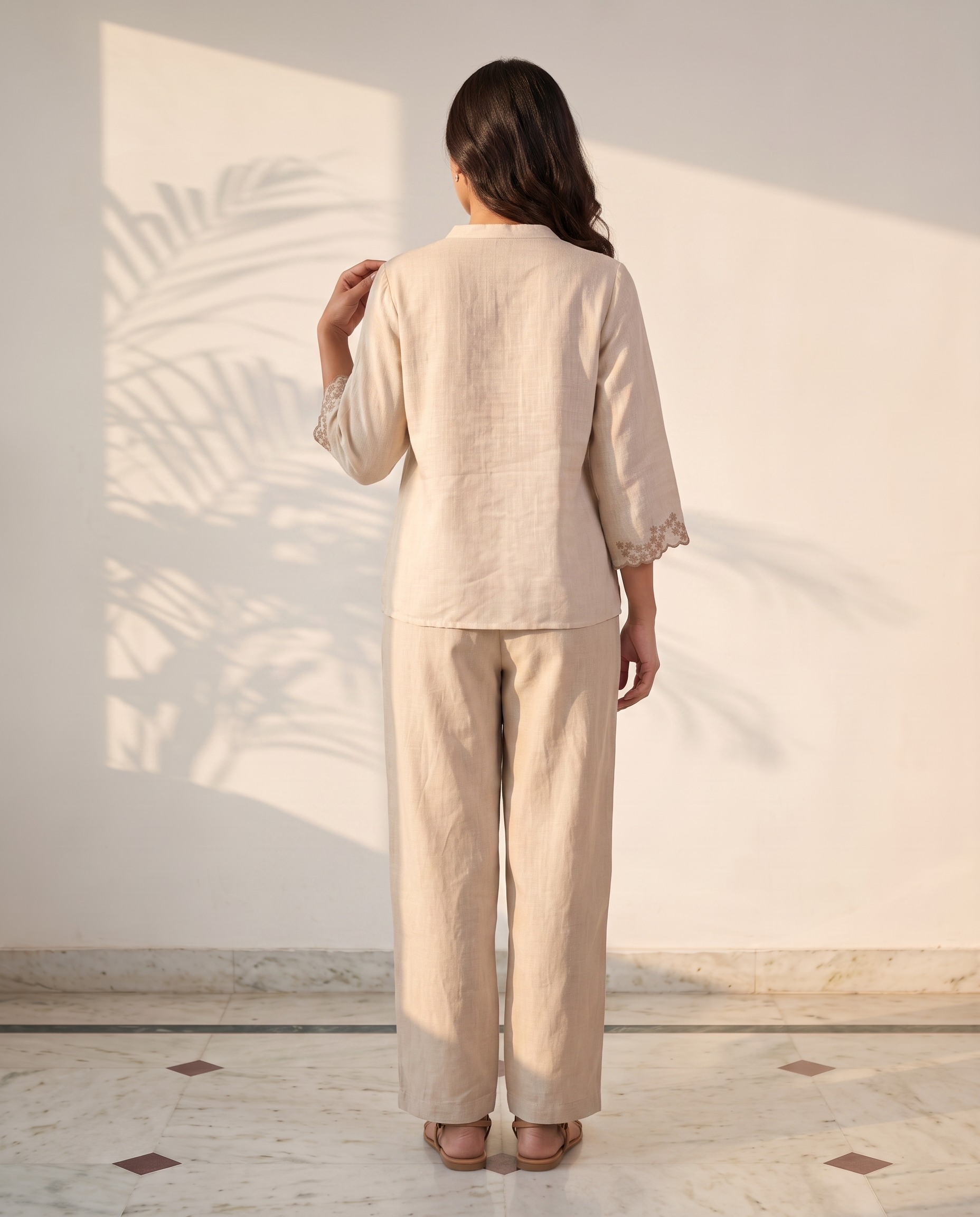 Almond European Linen Top - Soft Cream