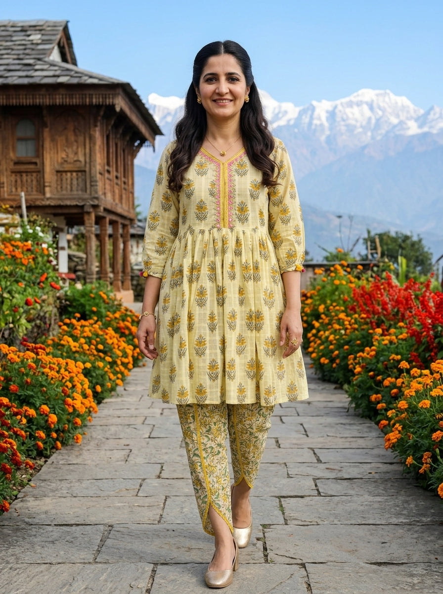 TULIP PANT YELLOW COTTON CORDSET