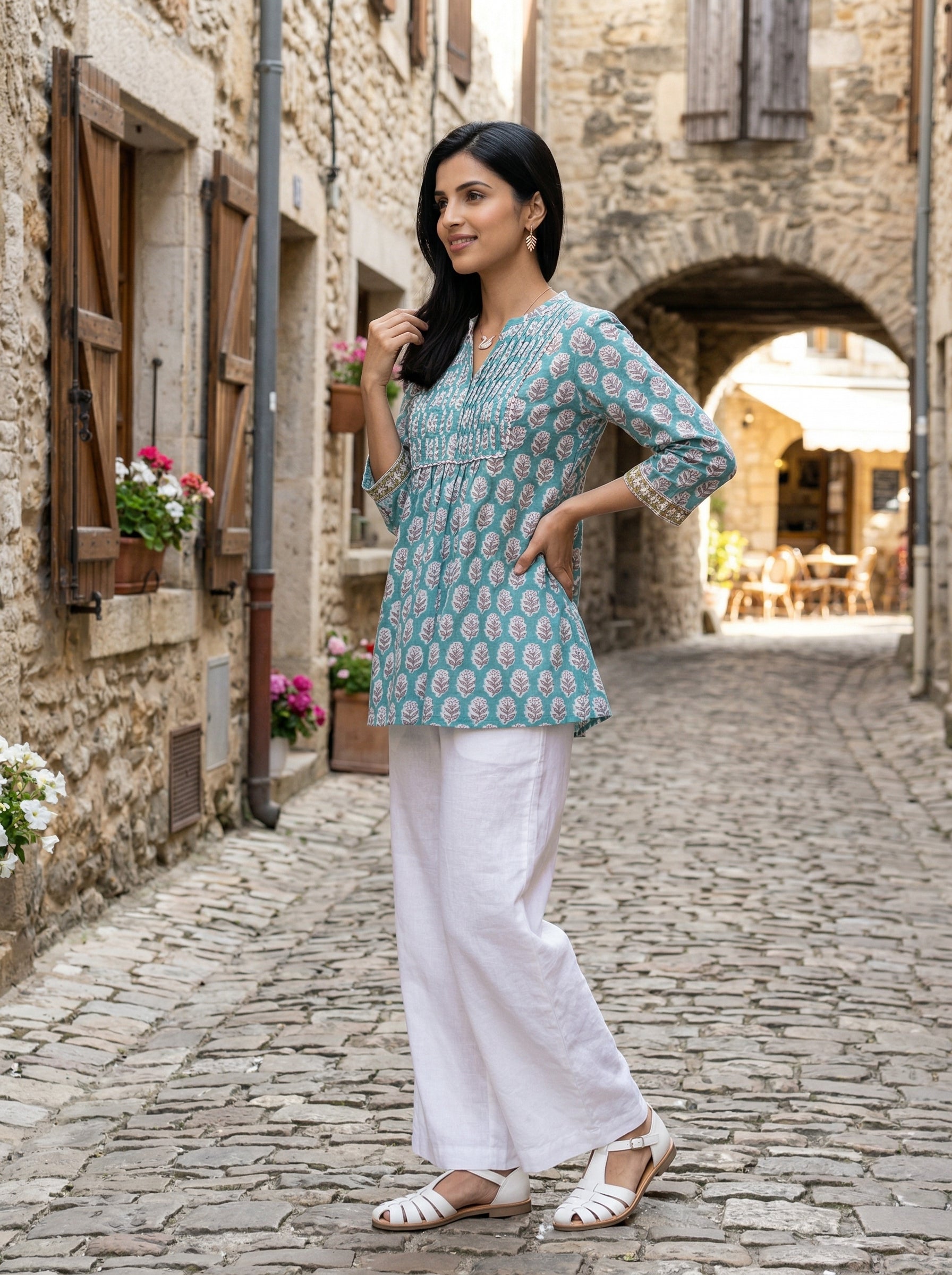 GARDEN GRACE GREEN PREMIUM COTTON TOP