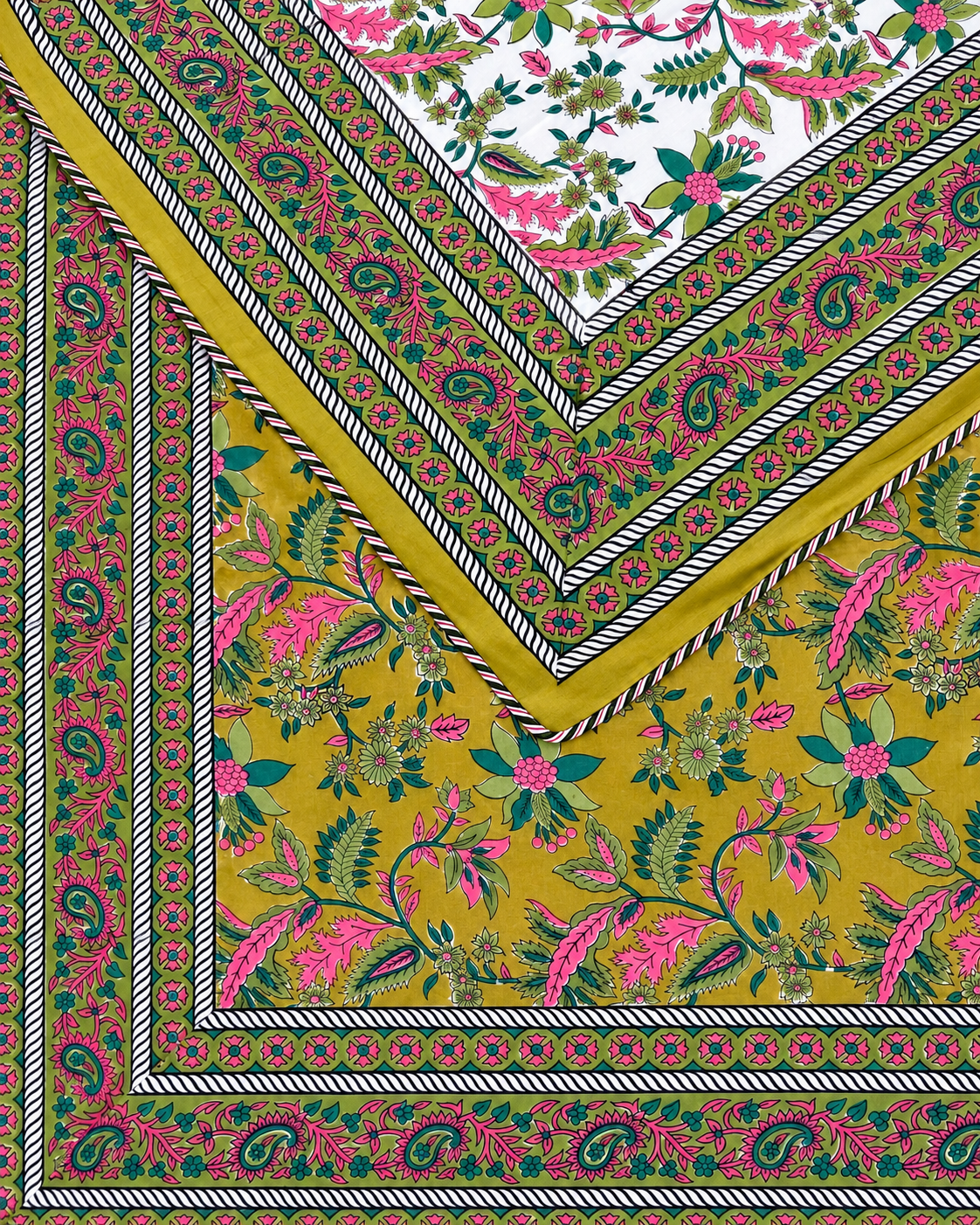 The Mustard Paisley Garden Handblock Reversible Dohar