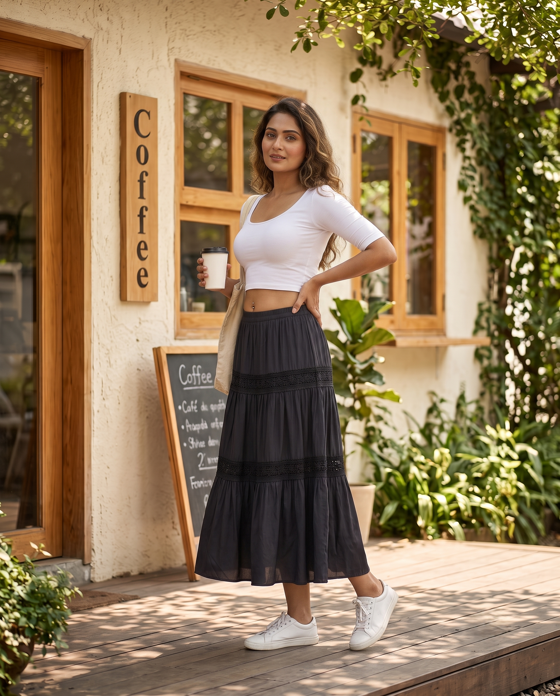 Noir Tiered Grace Skirt - Classic Black