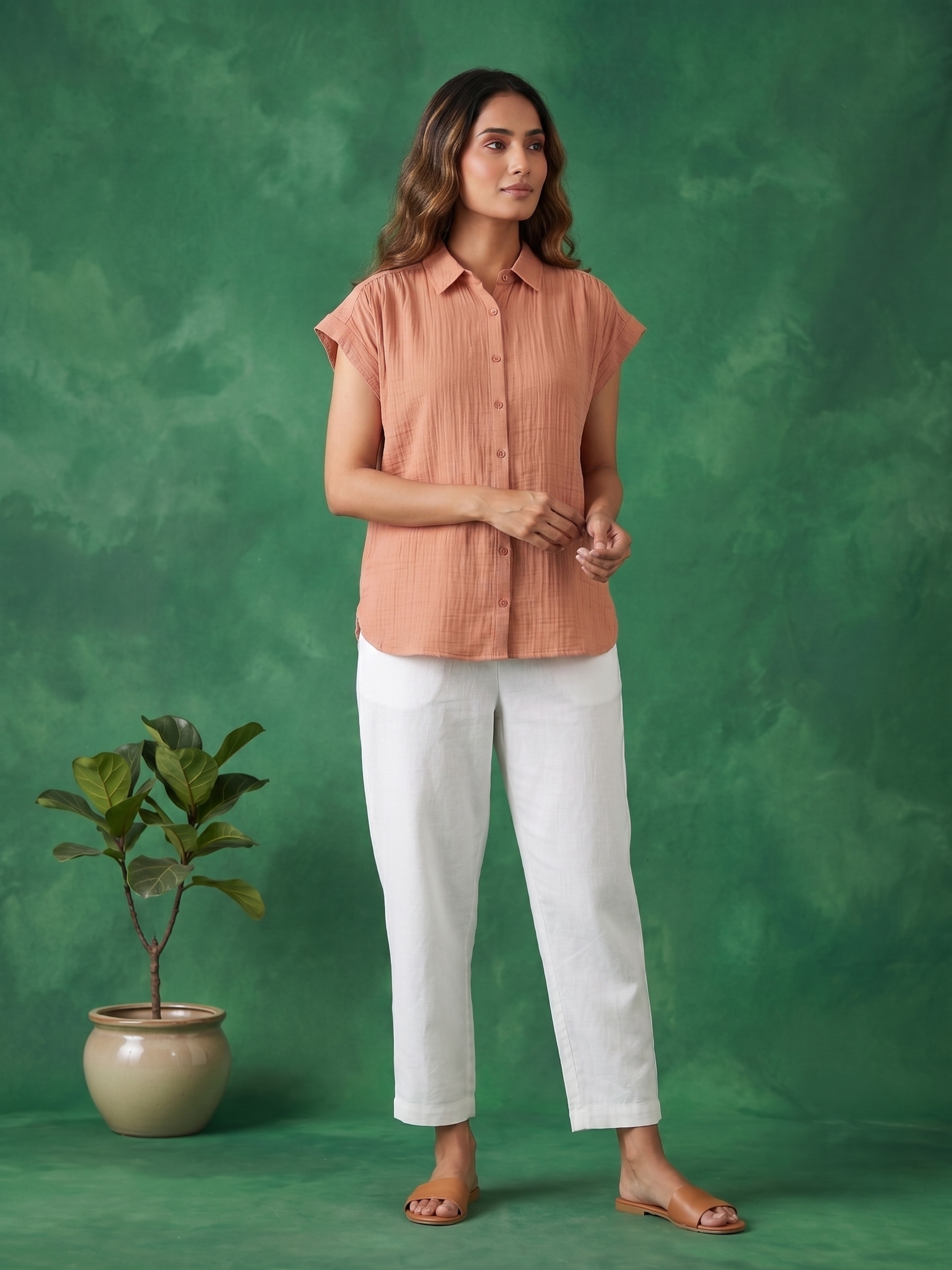 DUSTY PINK DOUBLE GAUZE COTTON TOP