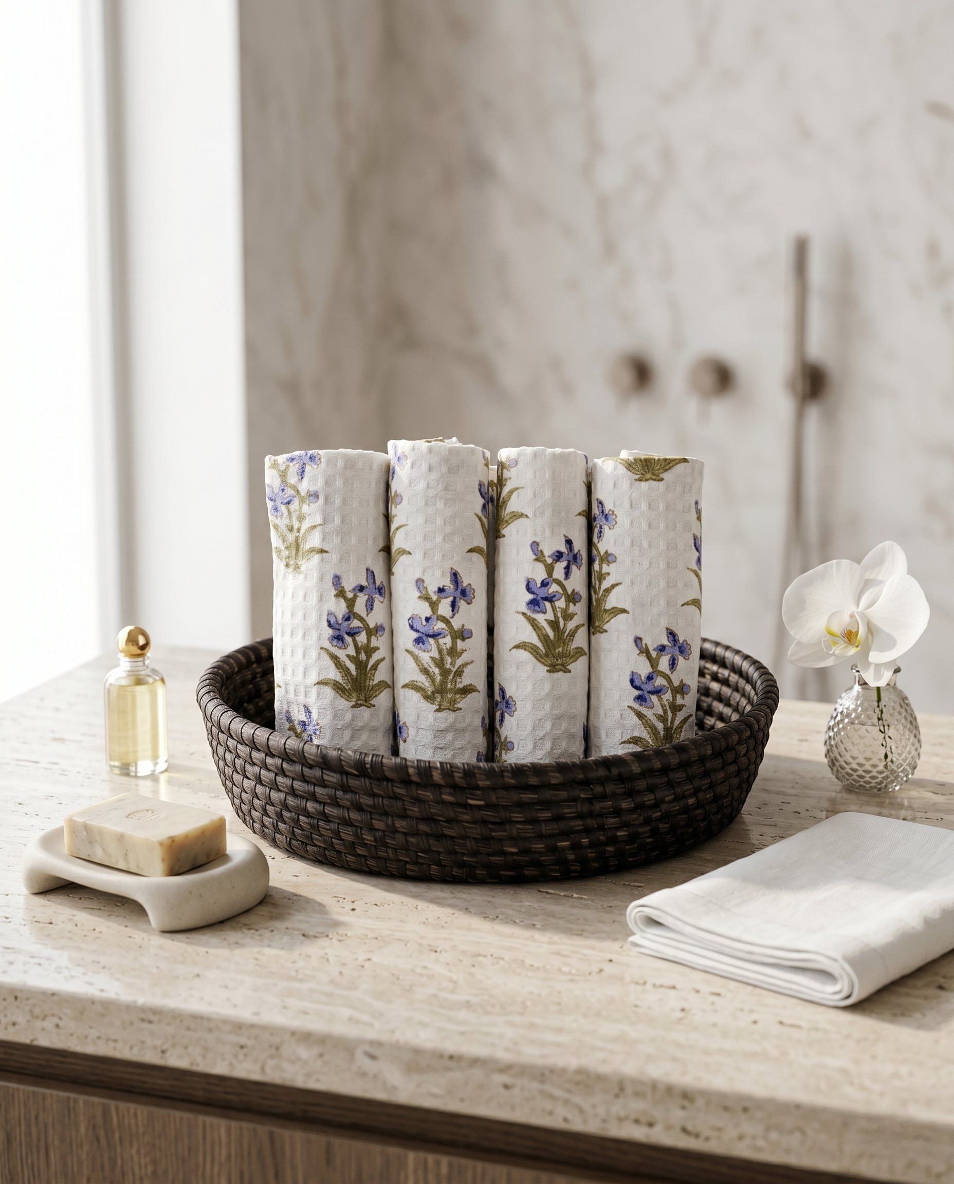 BOTANICAL PRINT FACE TOWEL (HANDBLOCK)