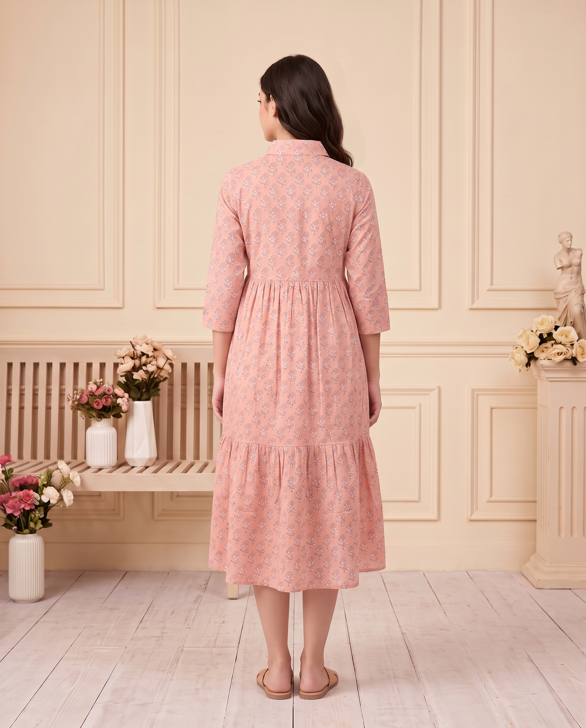 Flora Mul Tiered Dress (Handblock)