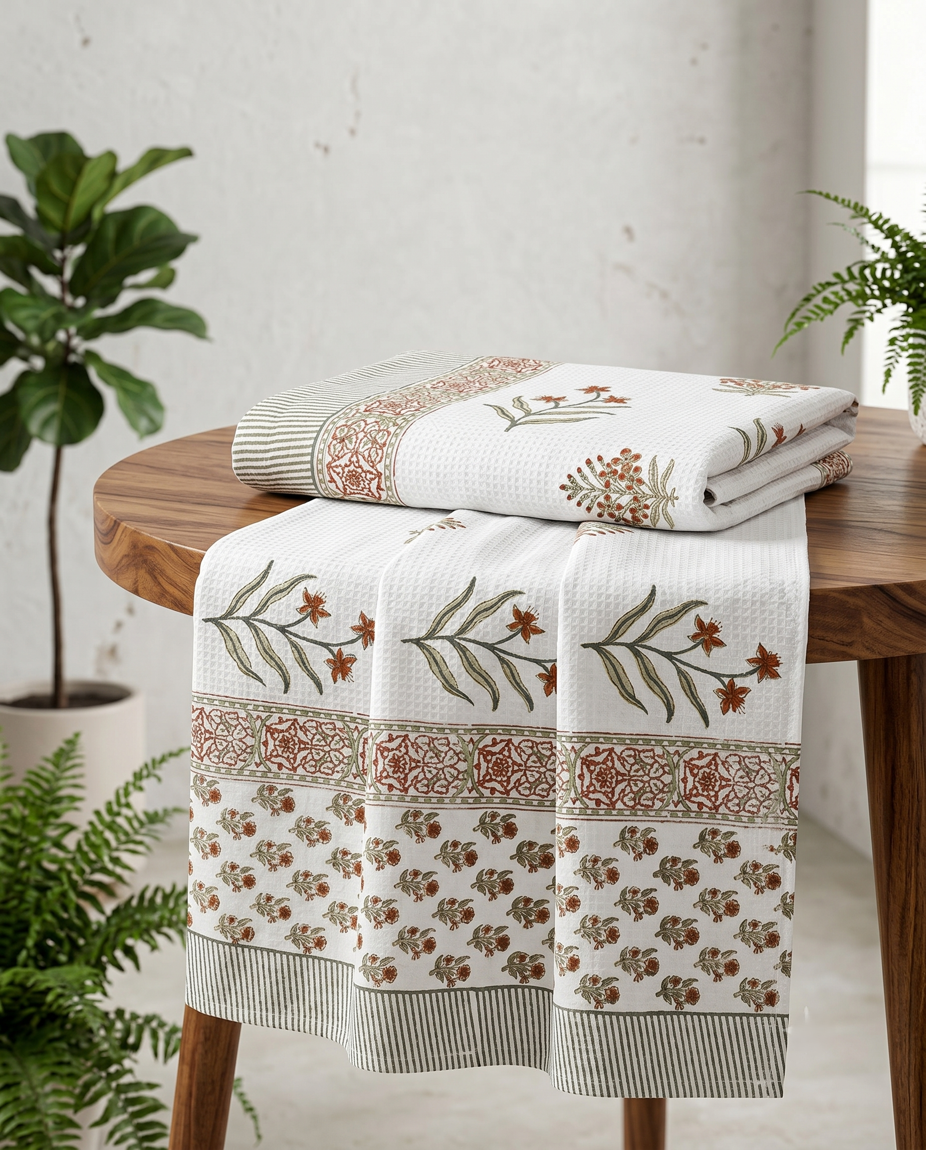 BOTANICAL FLORAL PREMIUM WAFFLE TOWEL (HANDBLOCK)